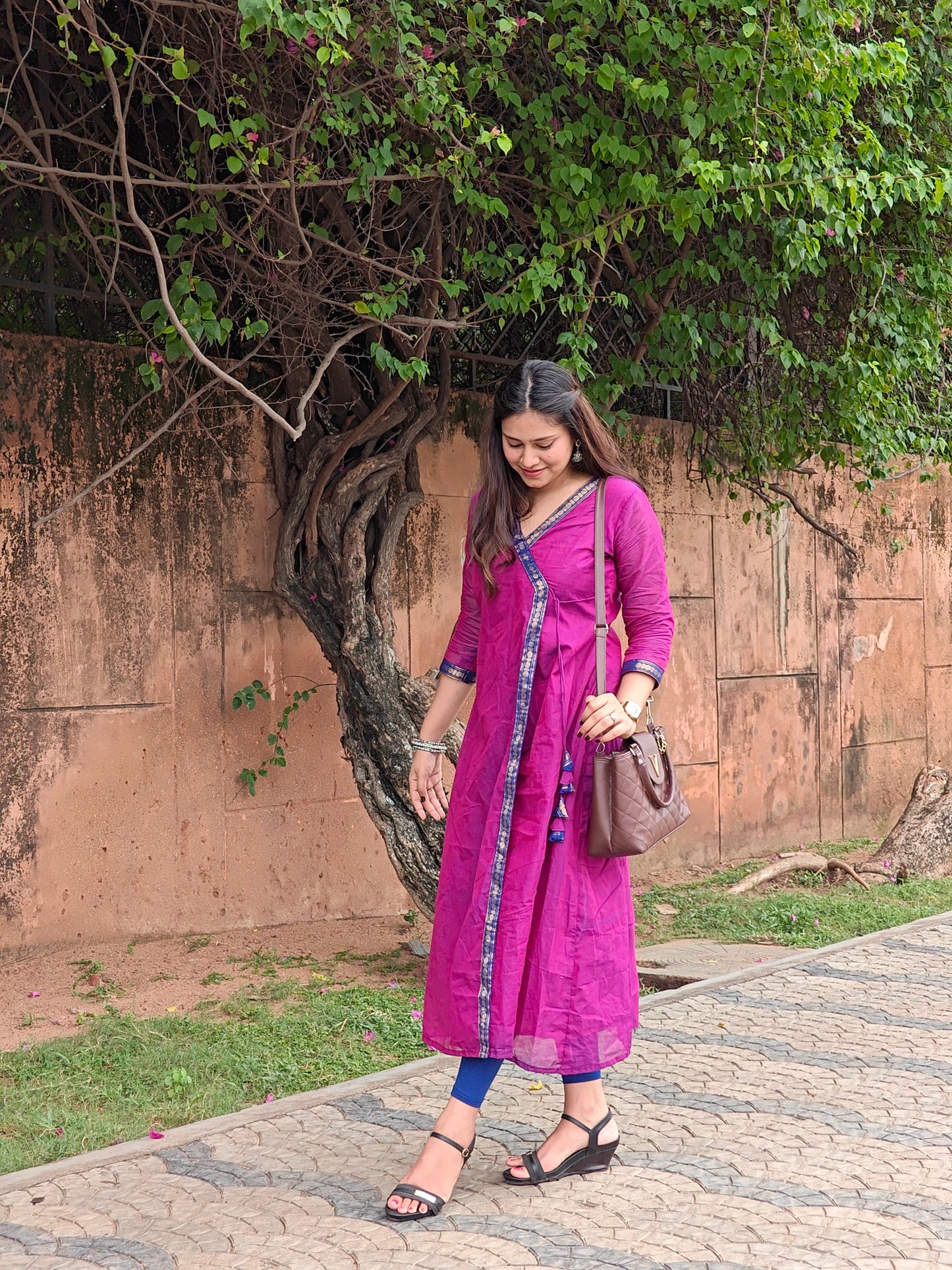 Majenta and Blue Festive Angrakha Kurti set