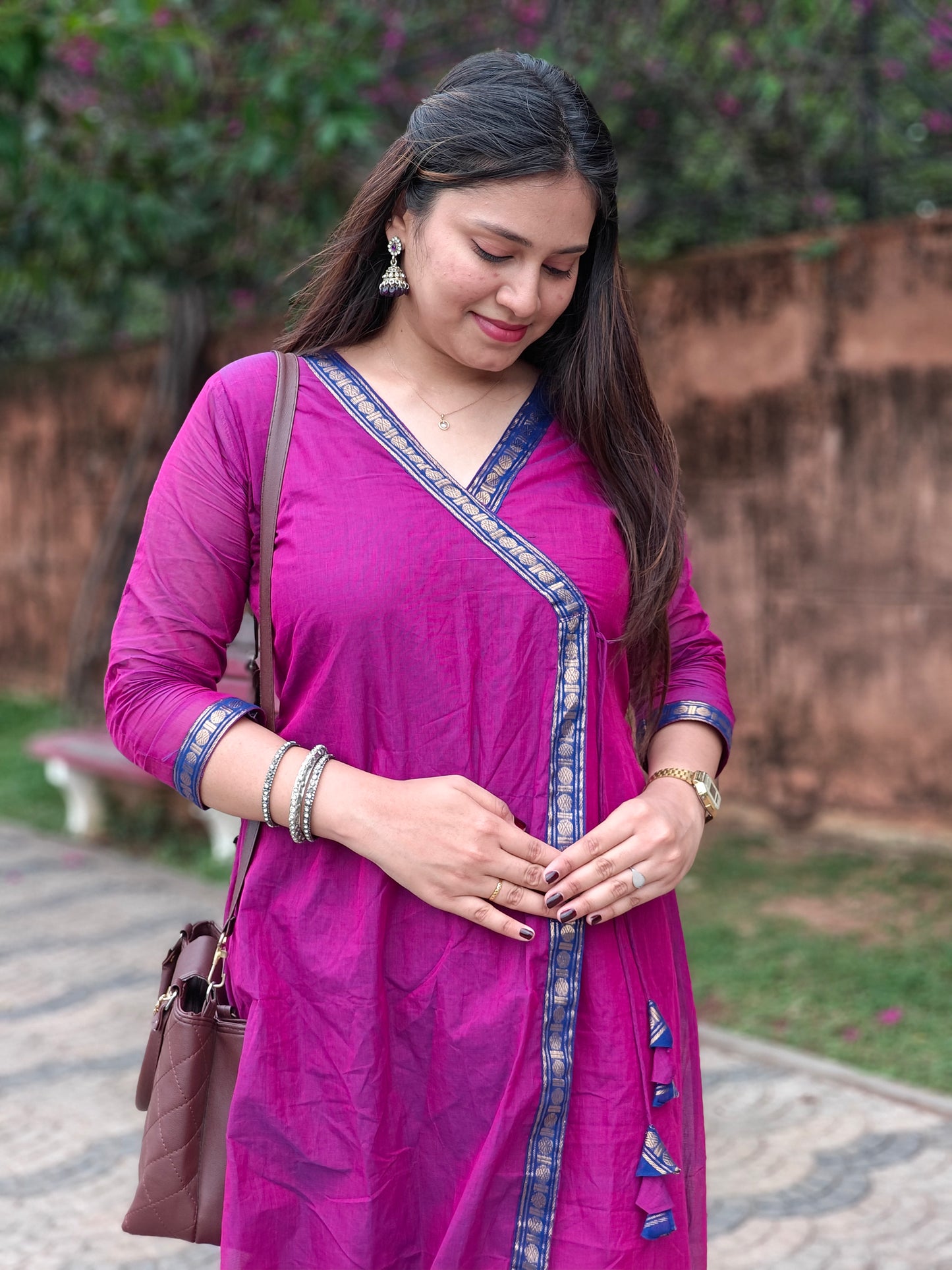 Majenta and Blue Festive Angrakha Kurti set