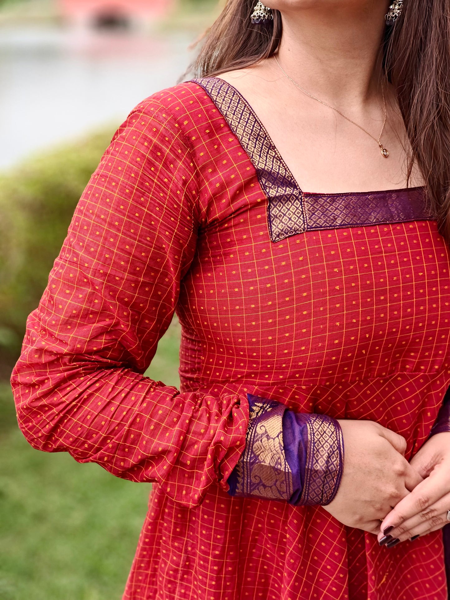 Rust Orange & Purple Festive Anarkali