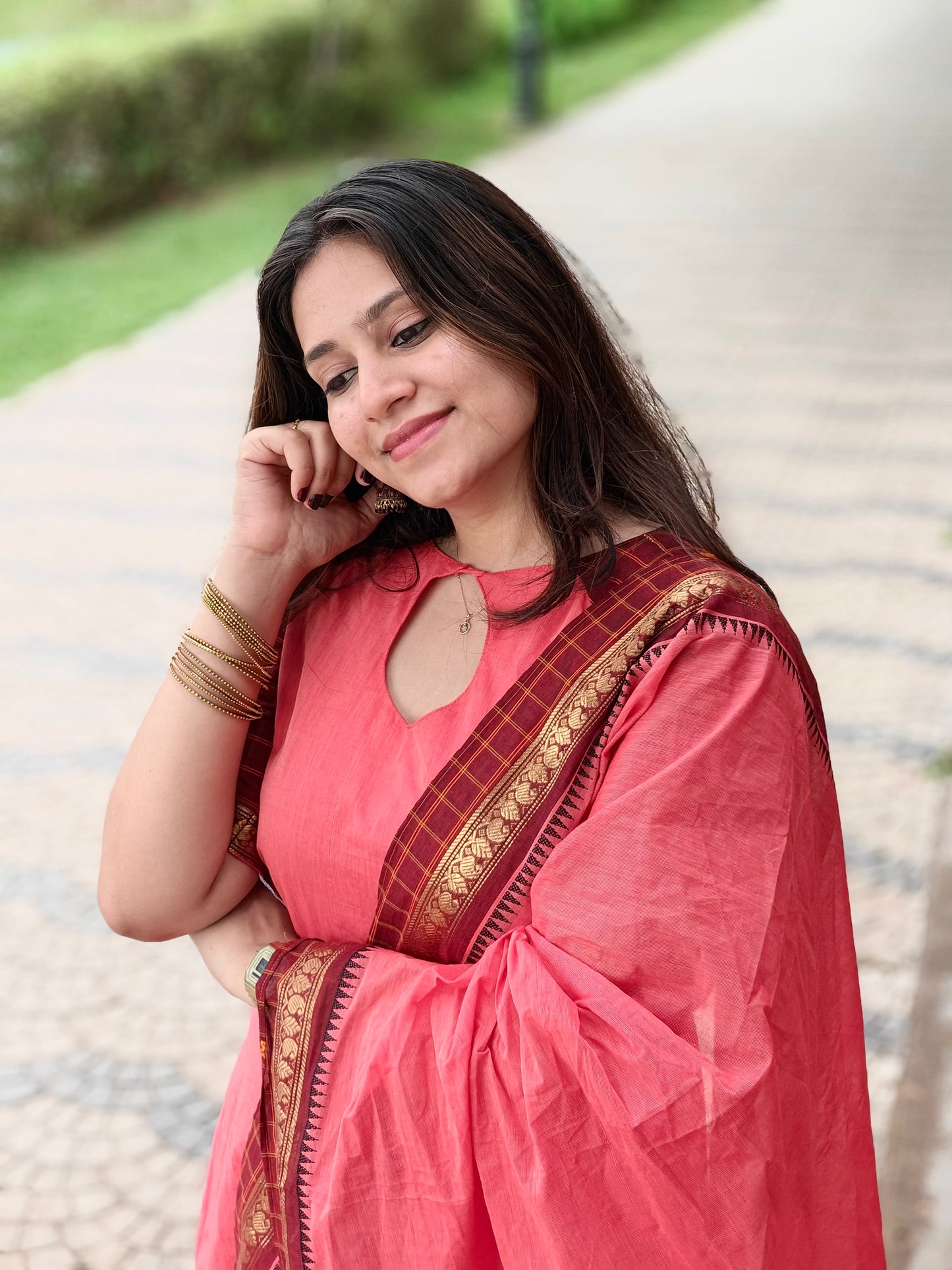 Peach & Brown Festive Salwar set