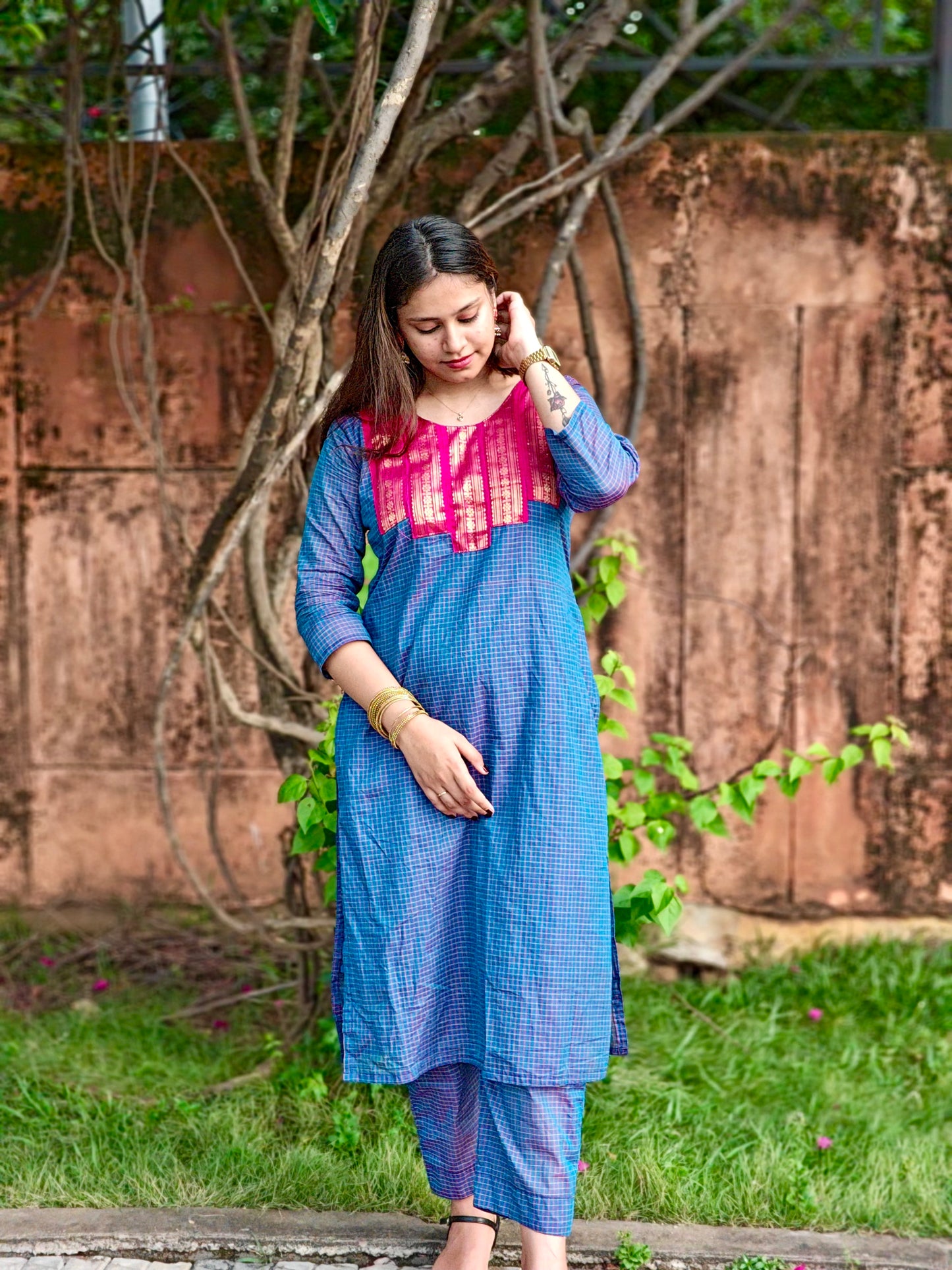 Blue and Pink Ethnic Festive salwar set