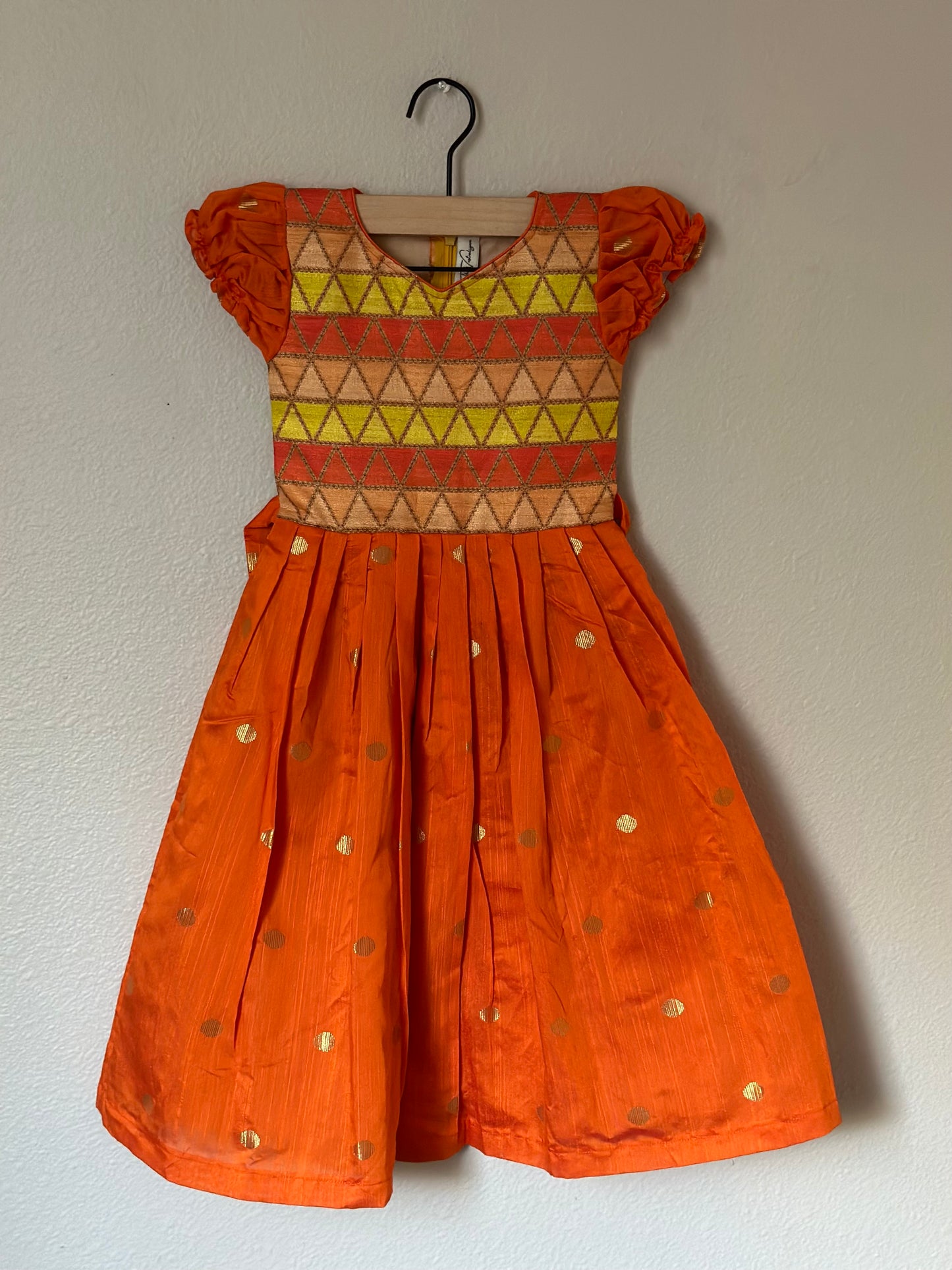 Orange Raw silk Frock
