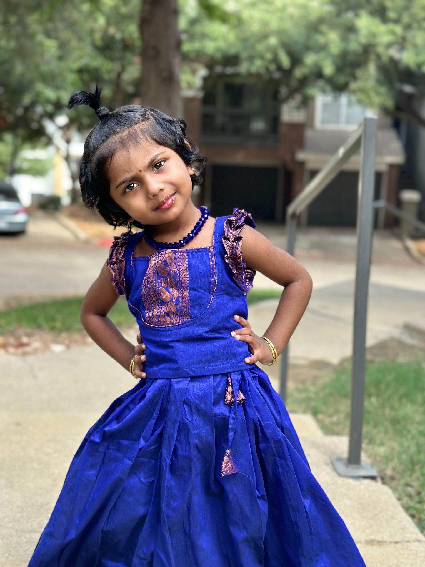 Blue Kalyani Cotton skirt and Top