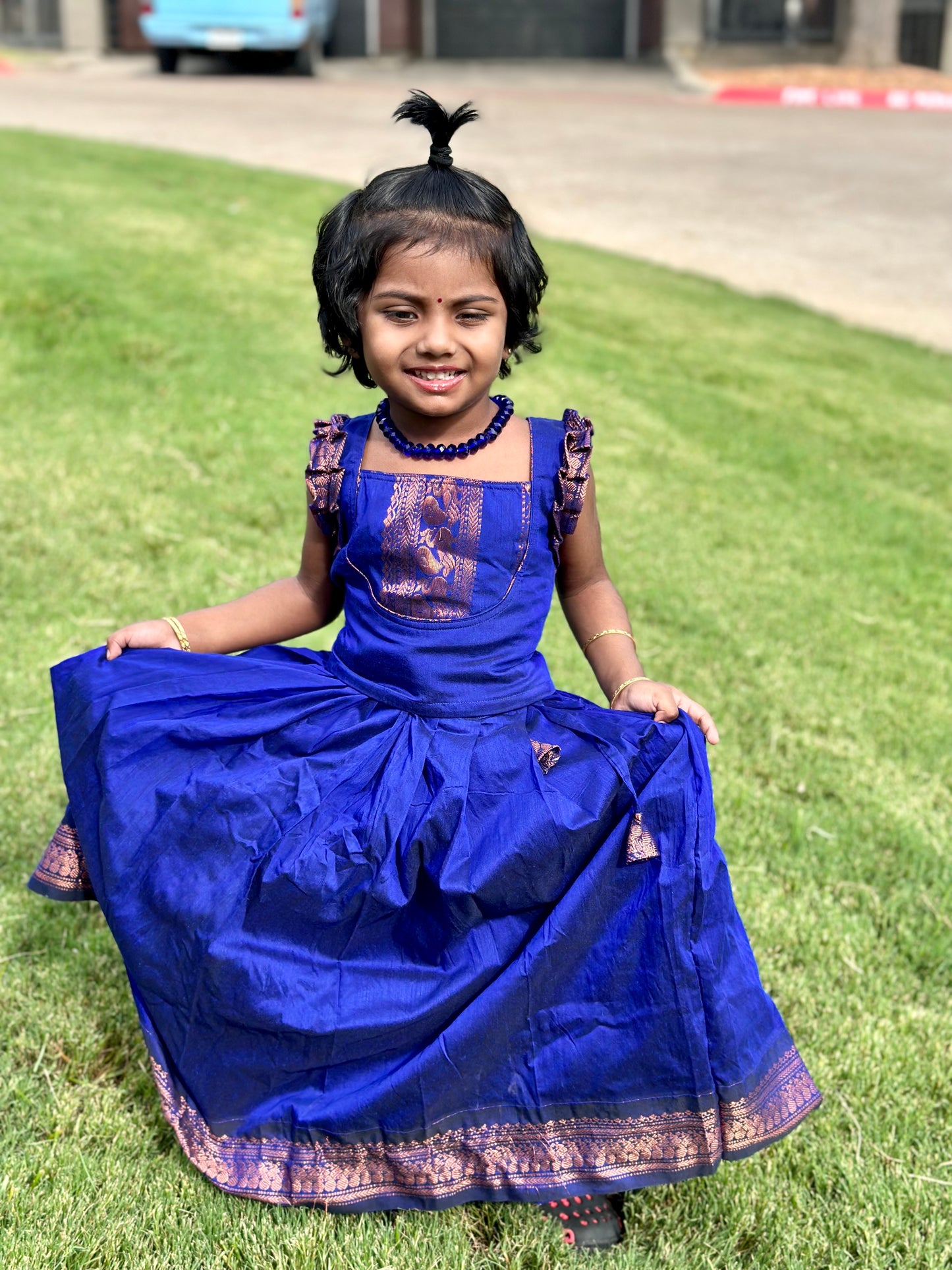 Blue Kalyani Cotton skirt and Top