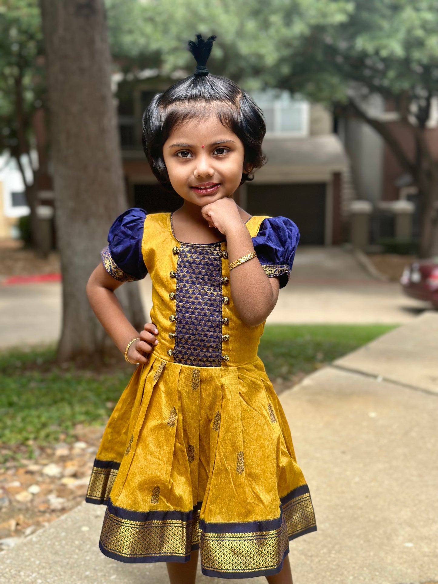 Yellow and blue ethnic frock