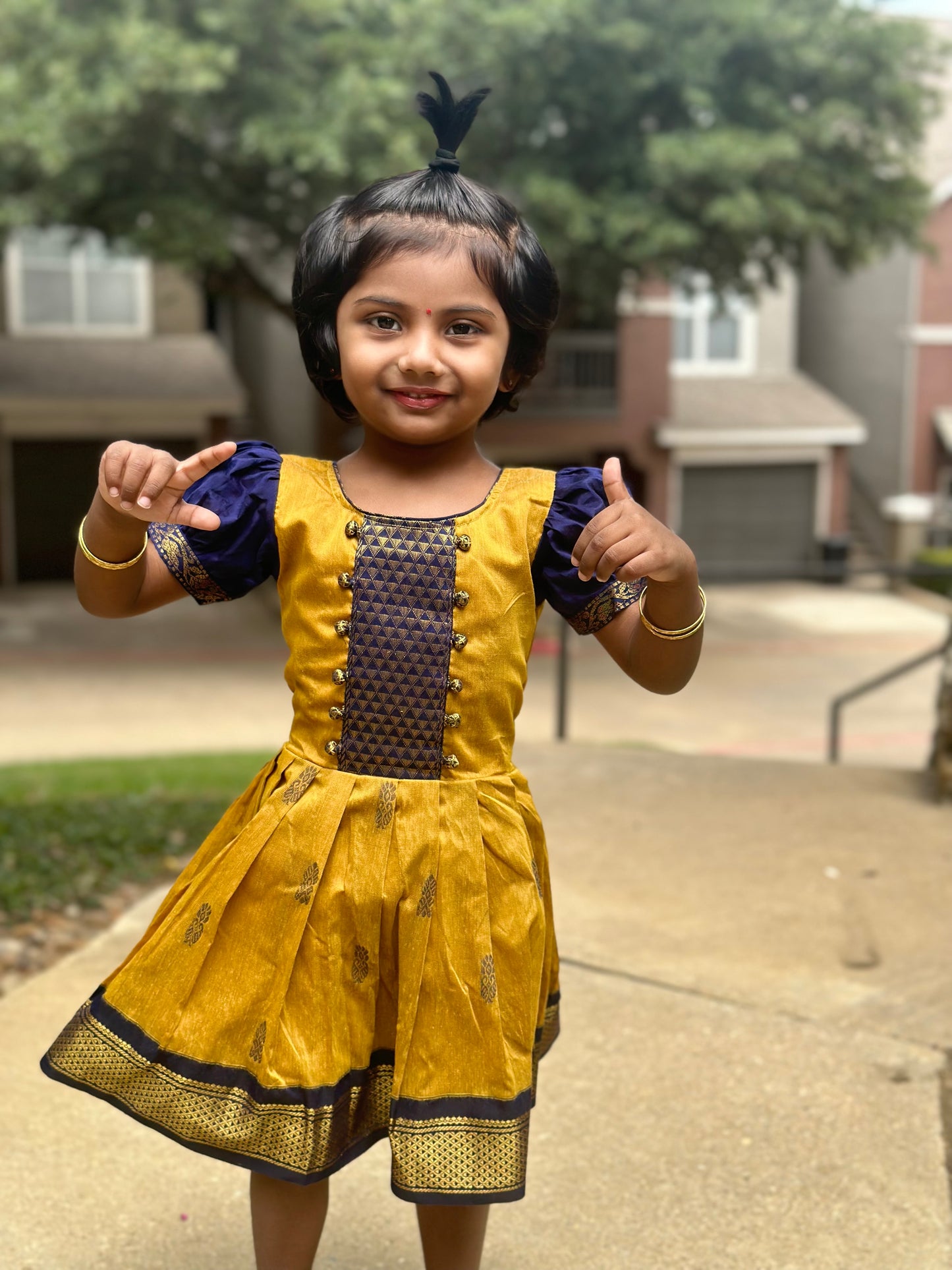 Yellow and blue ethnic frock
