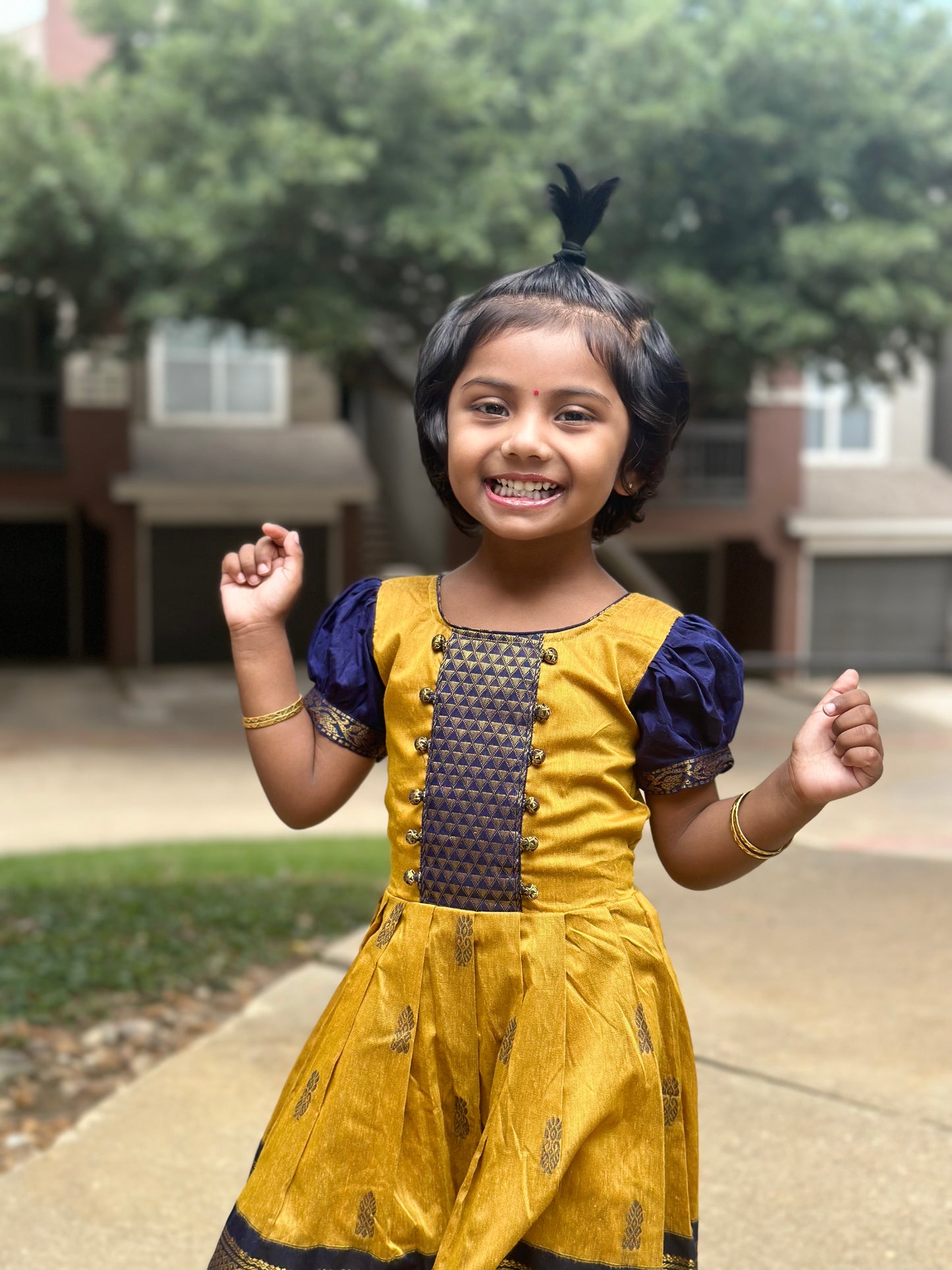 Yellow and blue ethnic frock