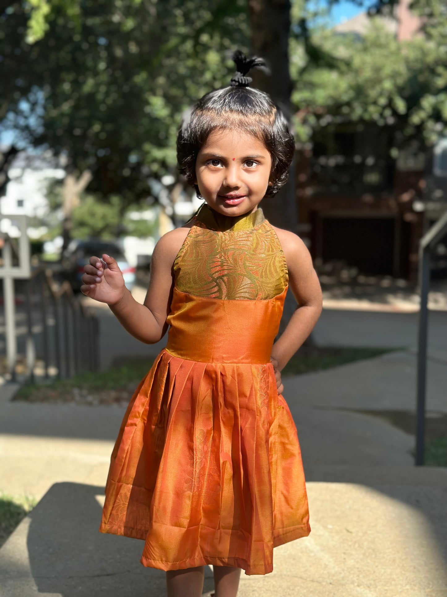 Earthy Orange Halter frock
