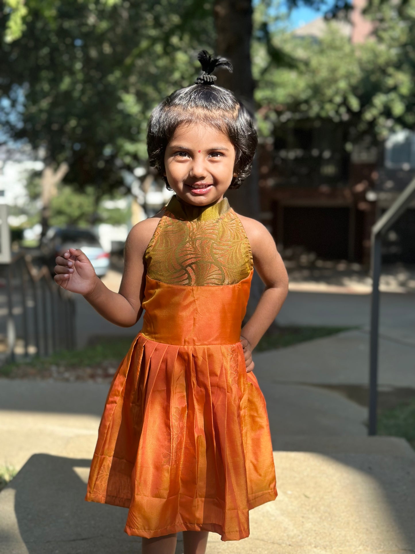 Earthy Orange Halter frock