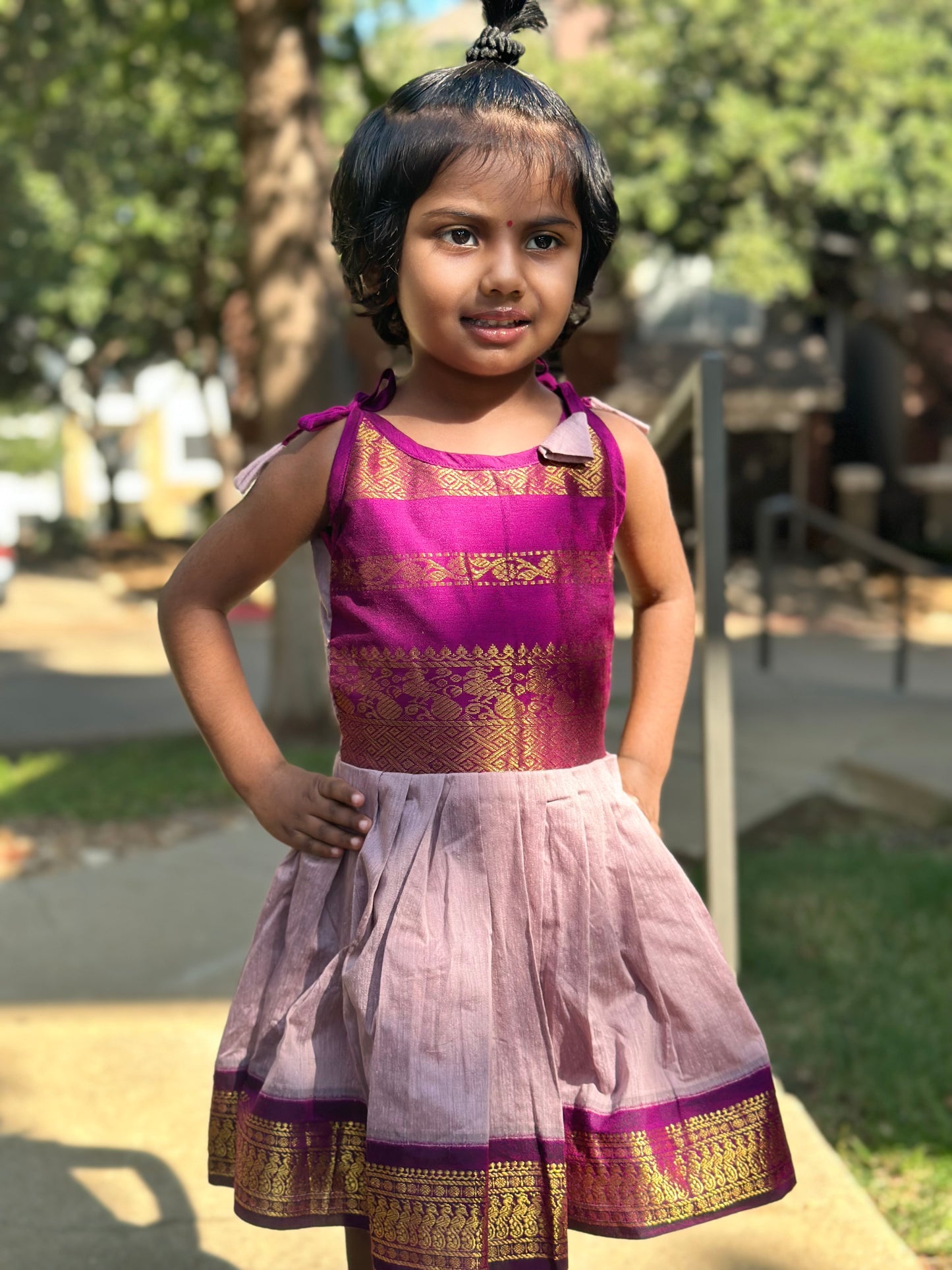 Onion pink and Majenta Kids ethnic frock