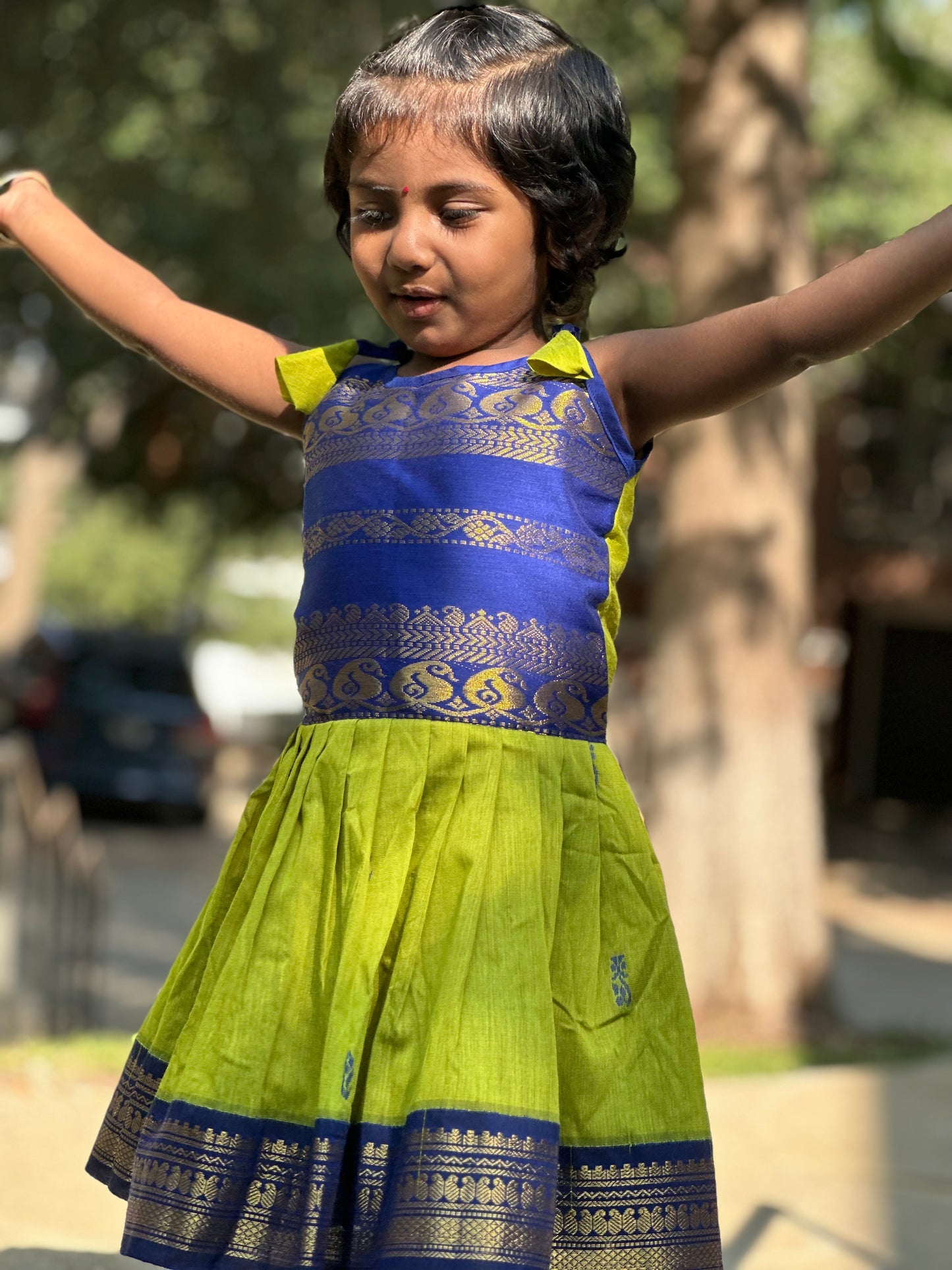 Green and Blue ethnic frock