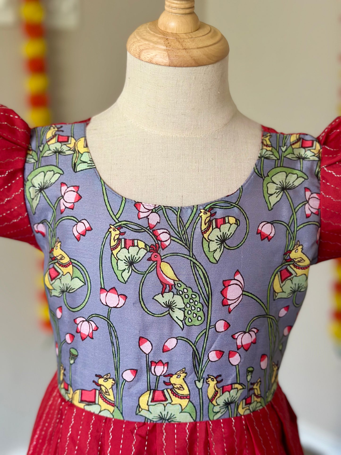 Red Pichwai printed frock