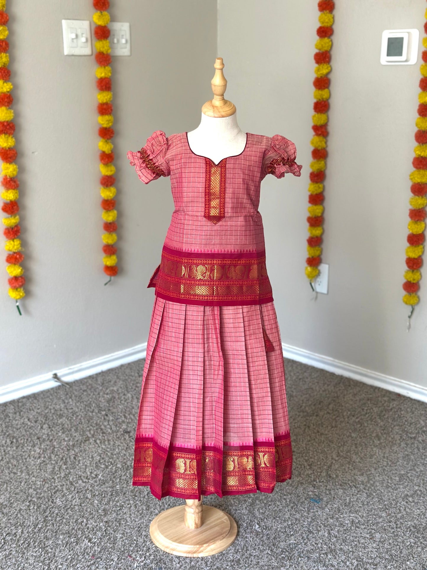 Pink Kanchi cotton skirt and top