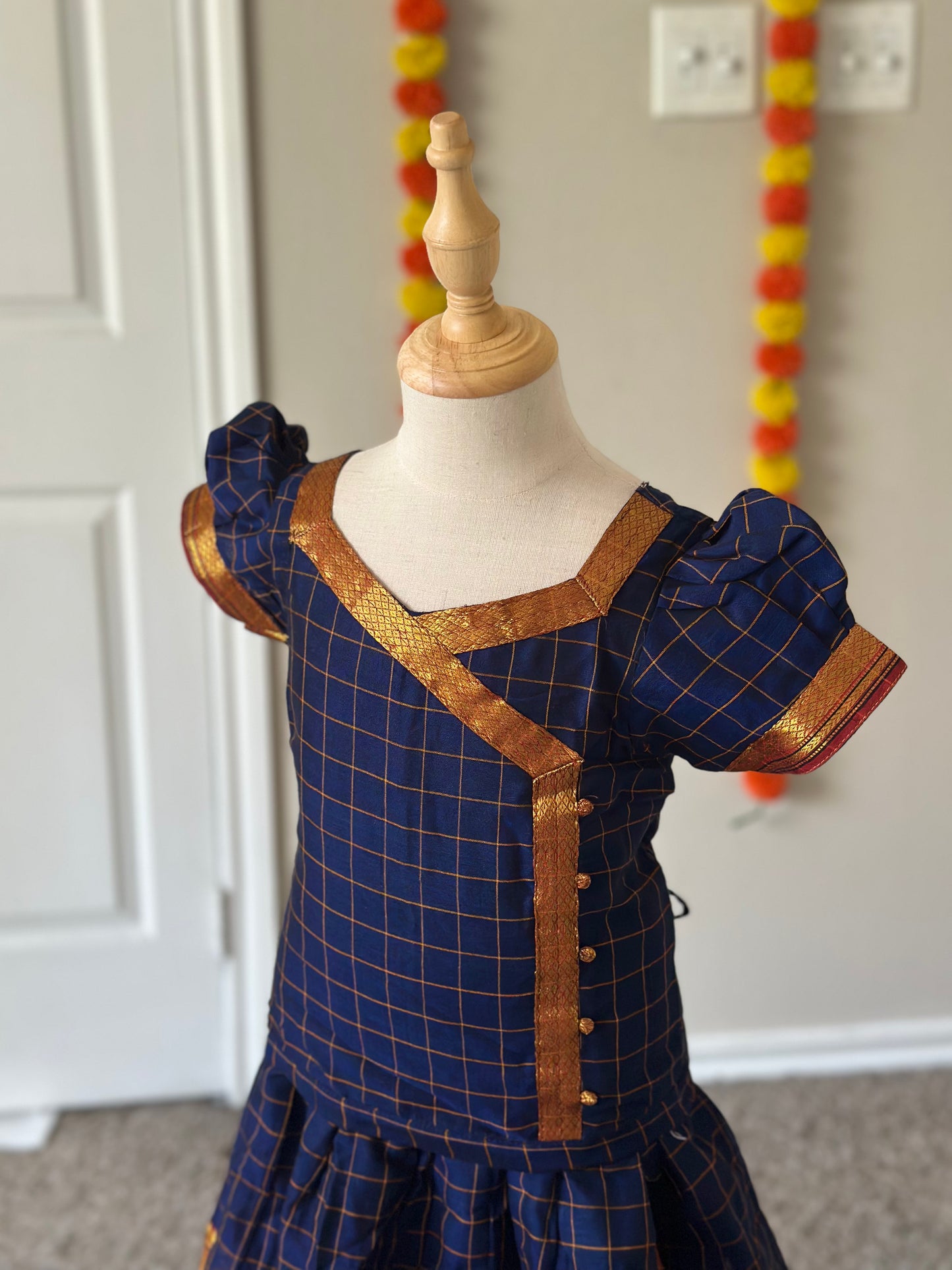 Navy blue Narayanpet skirt and top