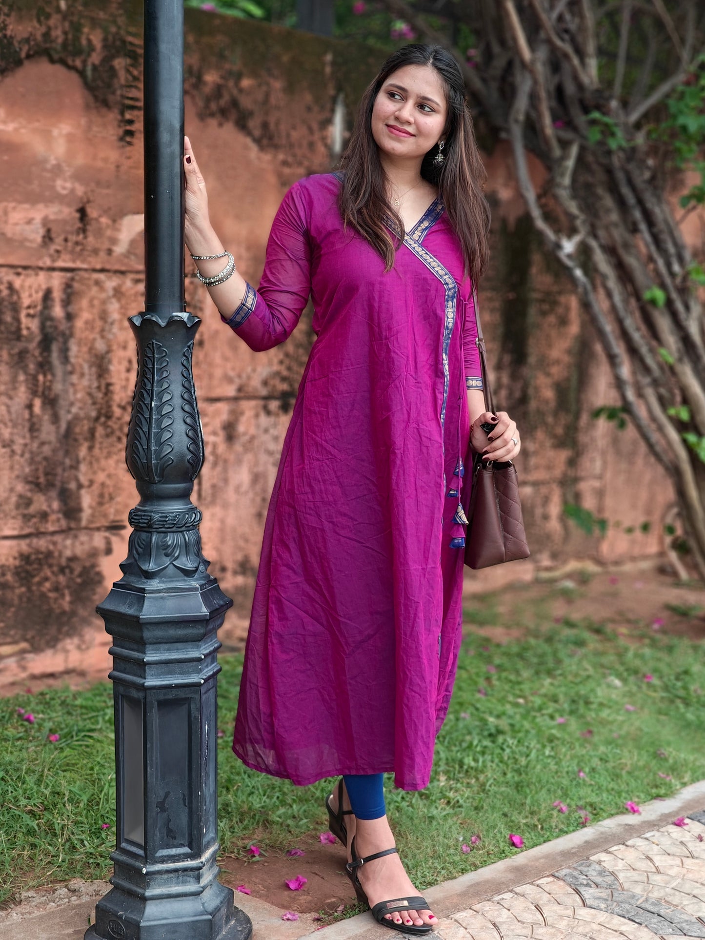 Majenta and Blue Festive Angrakha Kurti set
