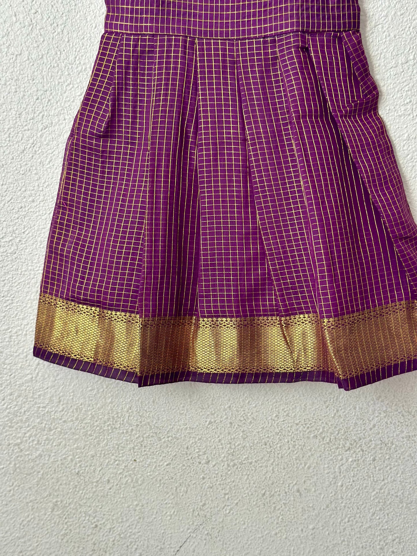 Purple checks infants frock