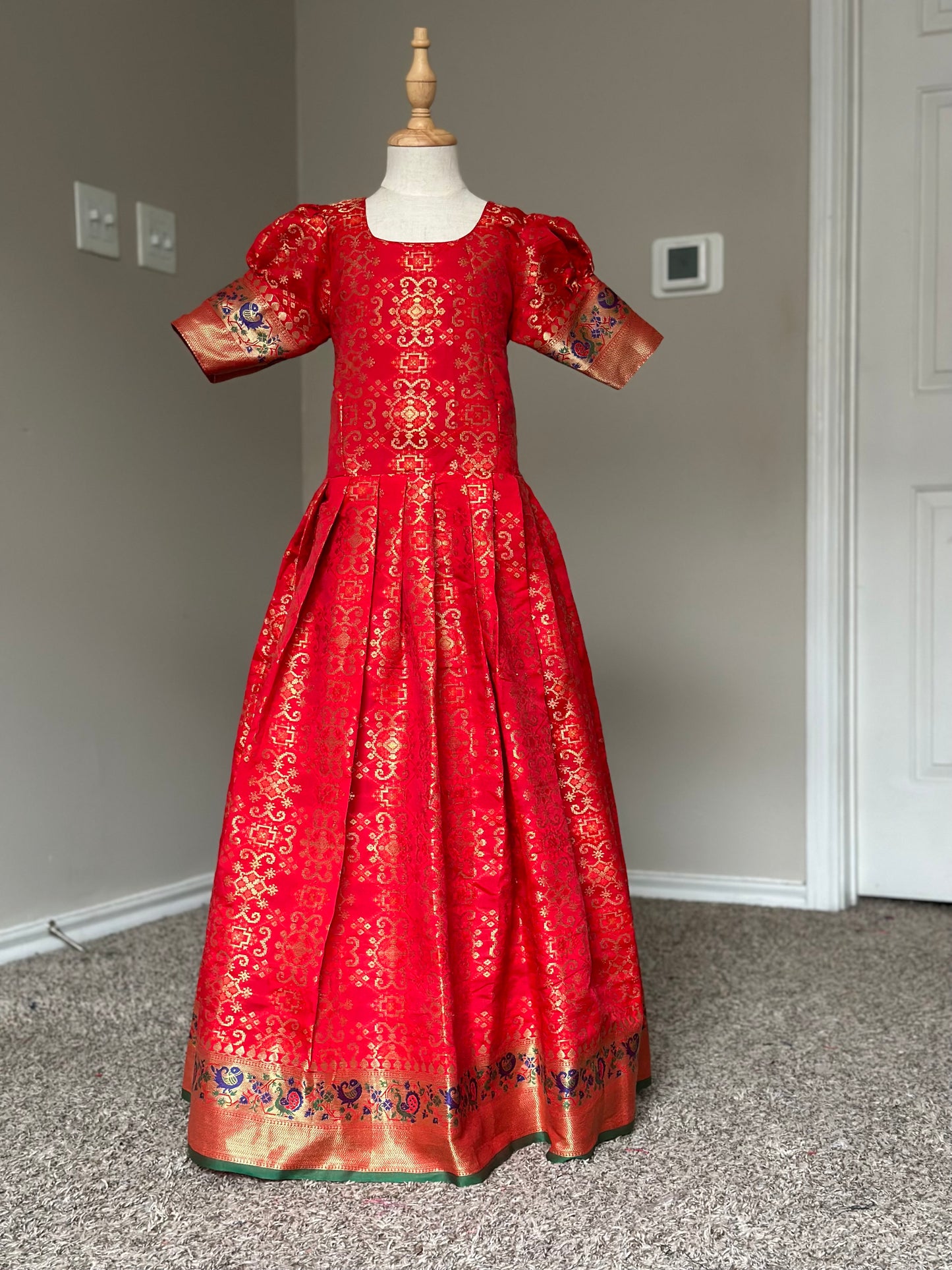 Red Patola semi silk Dress
