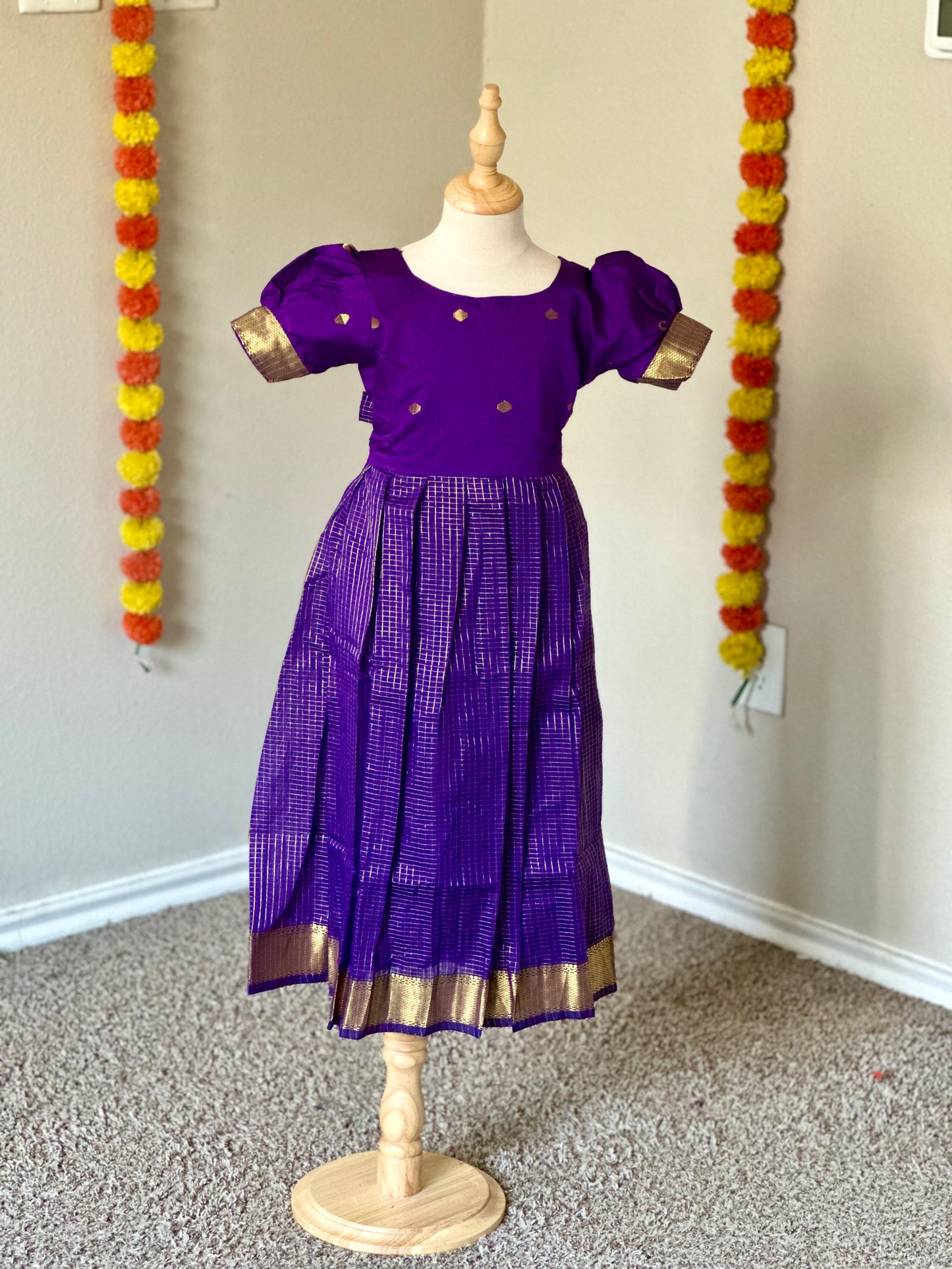 Royal blue raw silk ethnic frock