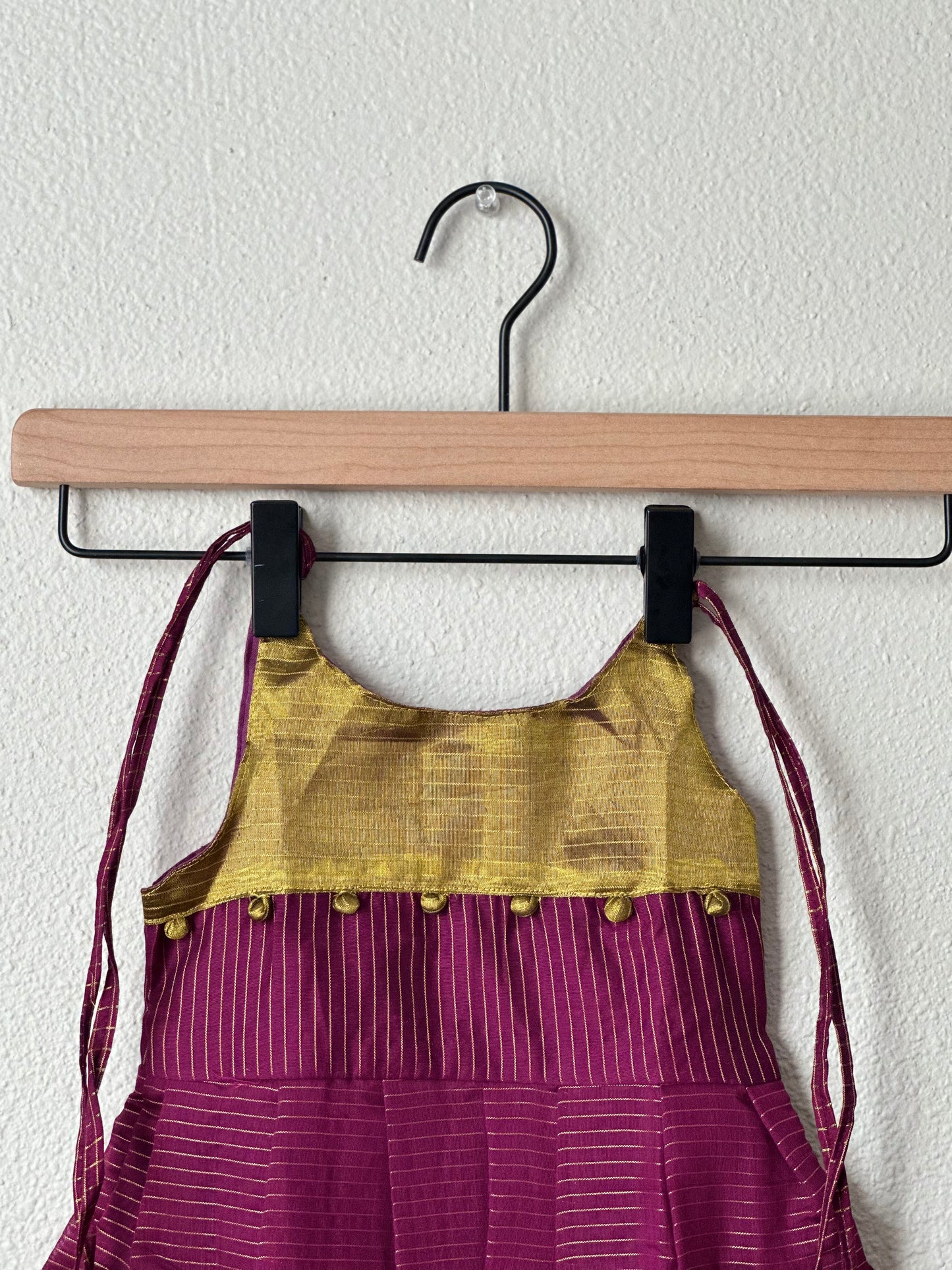 Wine and gold tie up frock