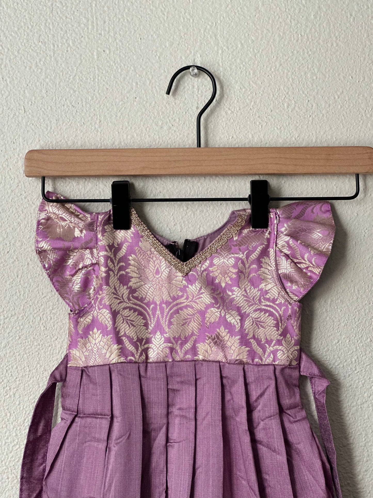 Lavender Banarasi infants frock