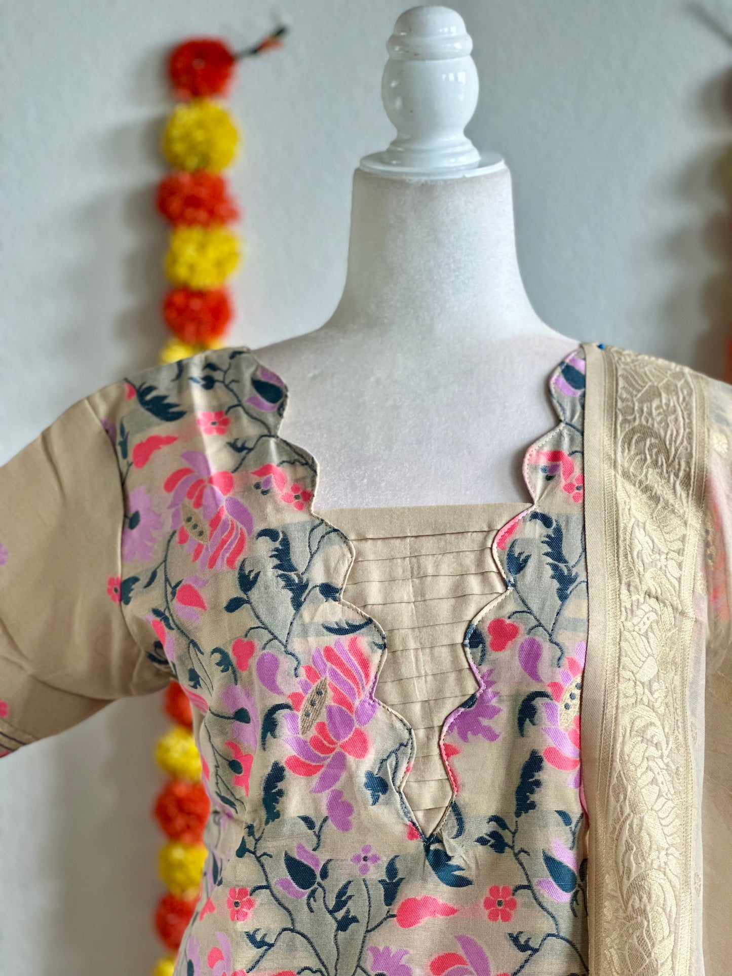 Beige Banarasi salwar set