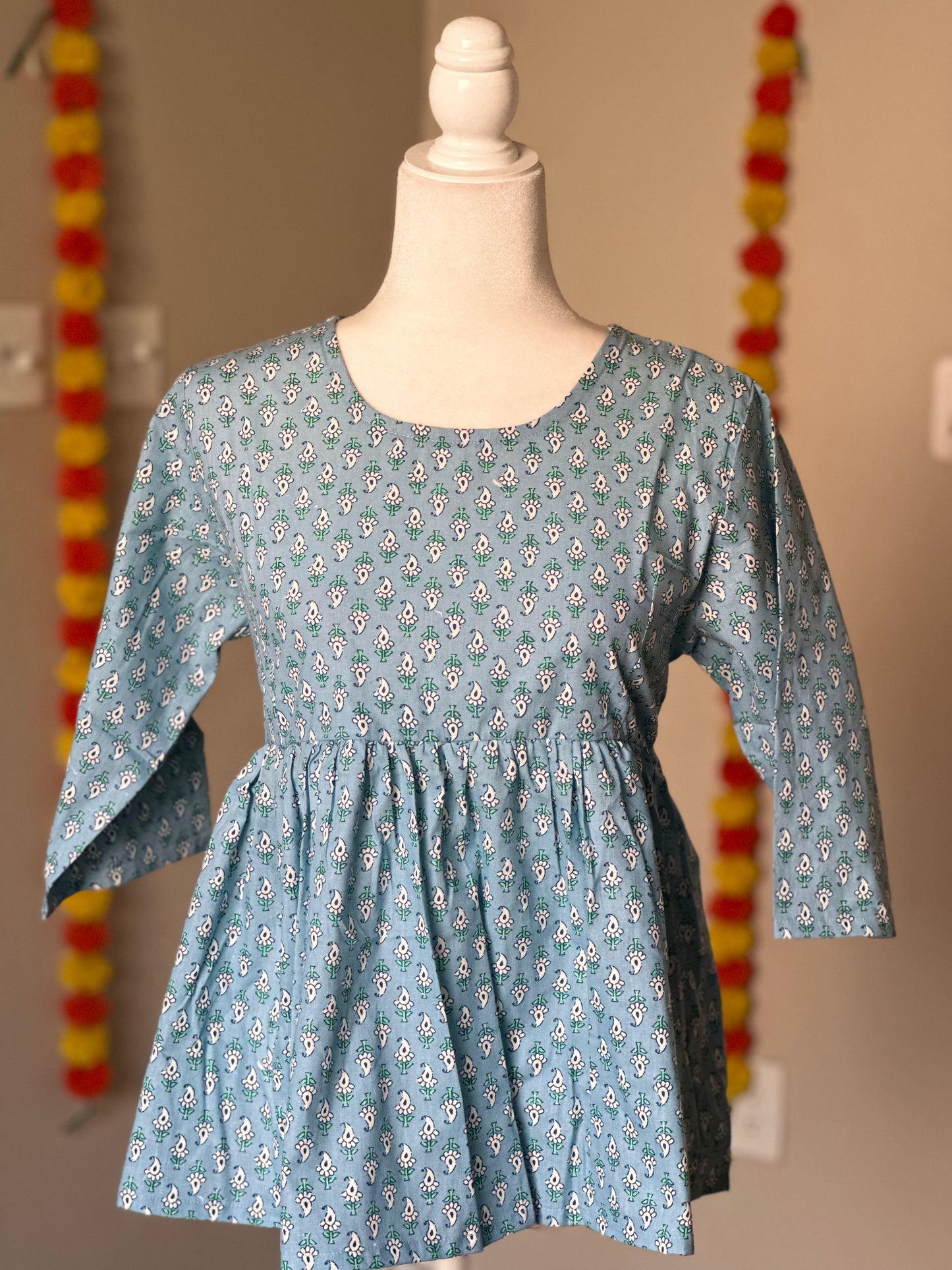 Blue Cotton peplum Style Tunics