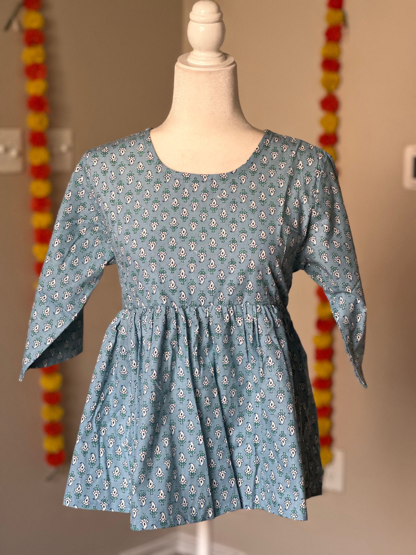 Blue Cotton peplum Style Tunics