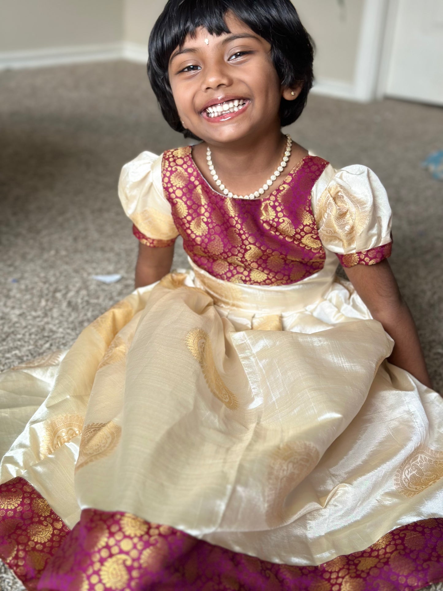 Tissue silk Onam/Vishu Frock