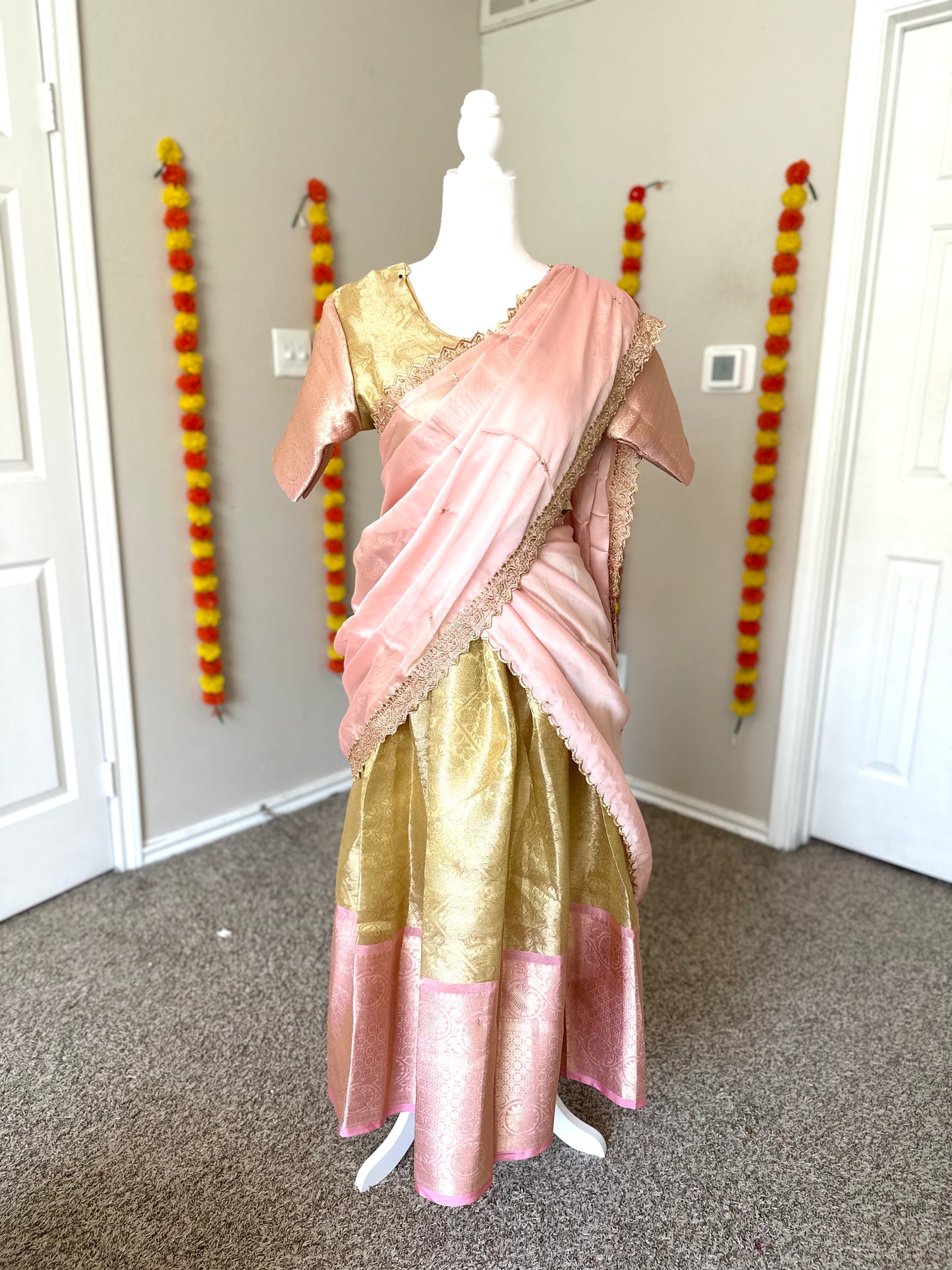 Gold and Peach Halfsaree