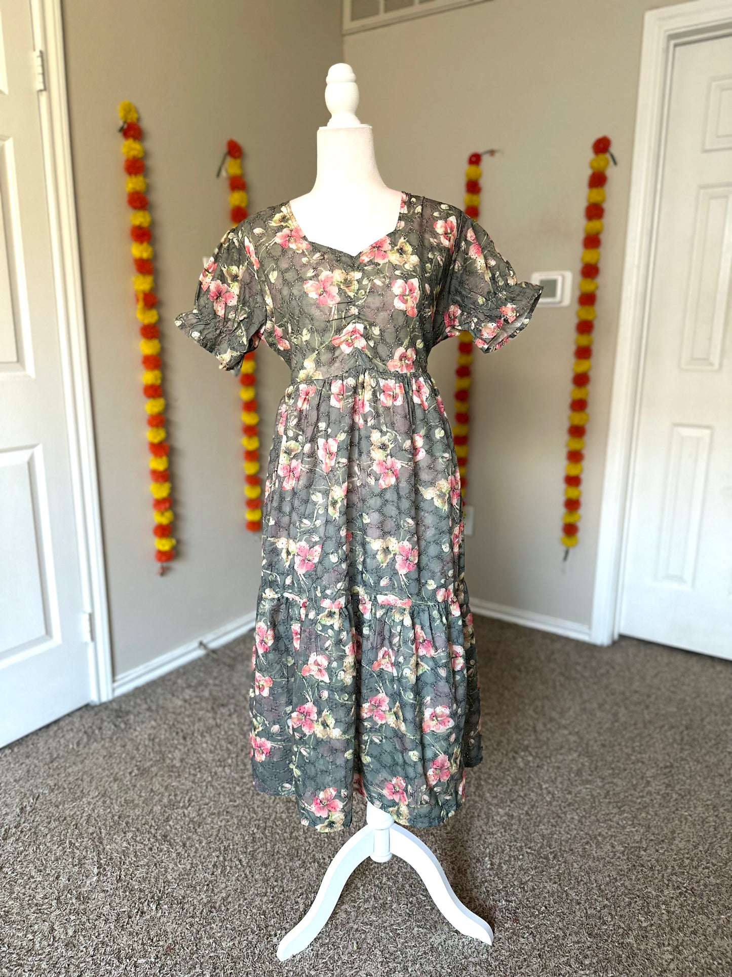 Grey floral Hakoba dress