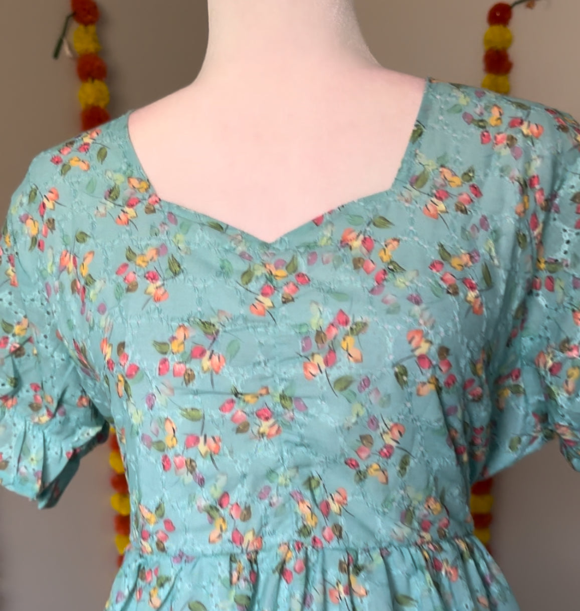 Sky blue floral Hakoba dress
