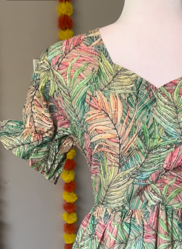 Green floral Hakoba dress