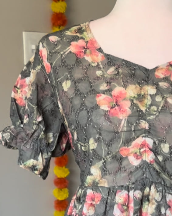 Grey floral Hakoba dress