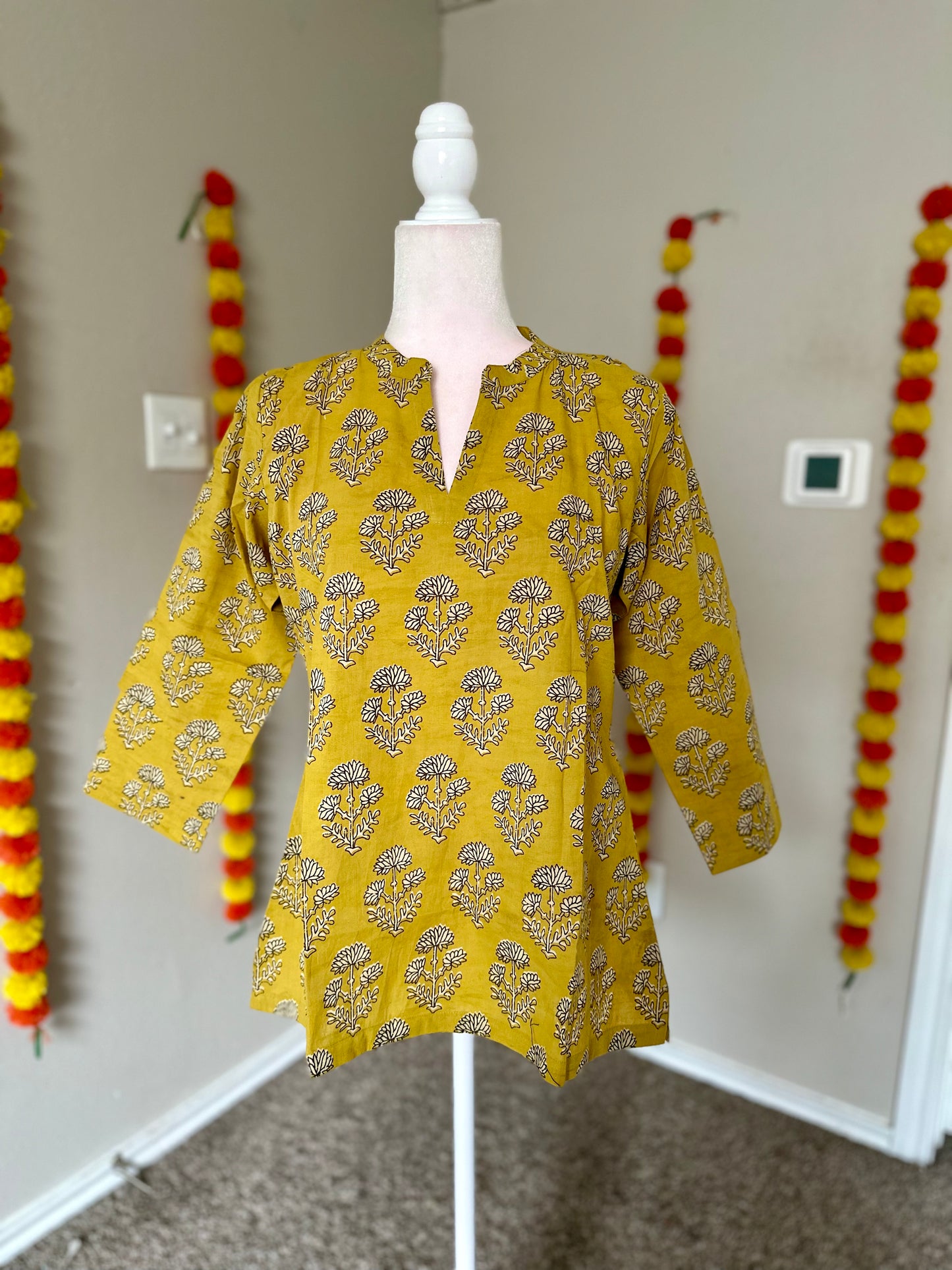Yellow Cotton collared tunics