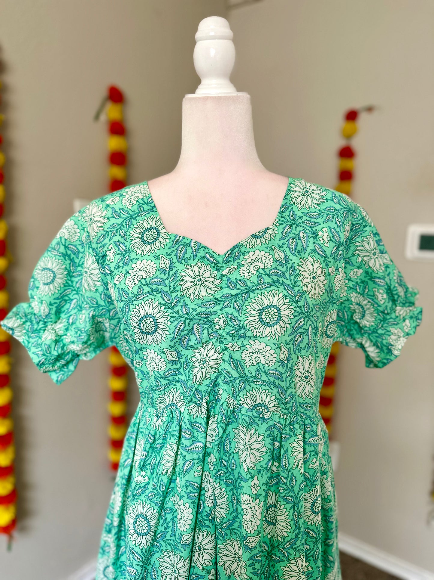 Blue Green cotton summer dress