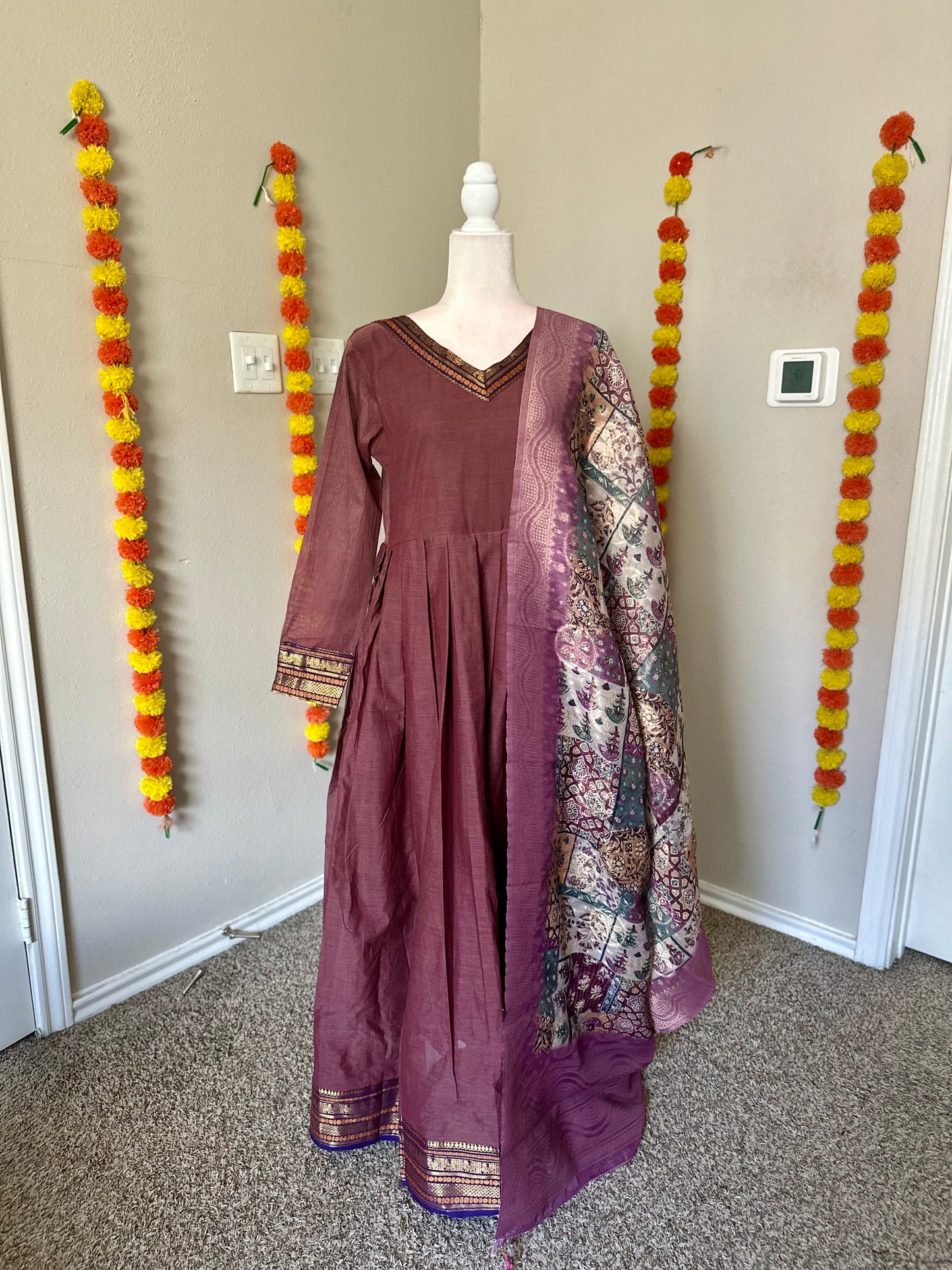 Brown with purple Festive maxi