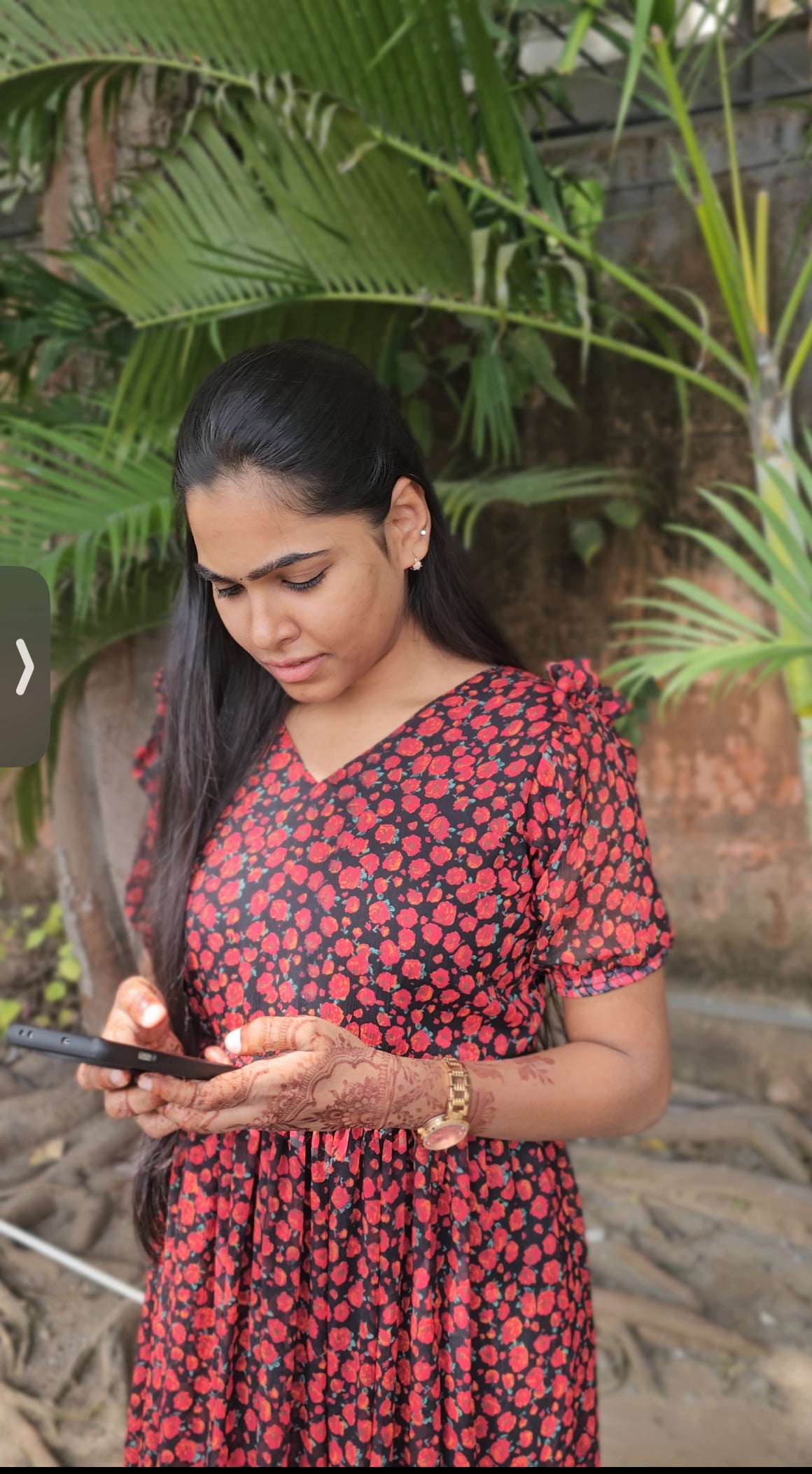 Black Floral Chiffon Dress