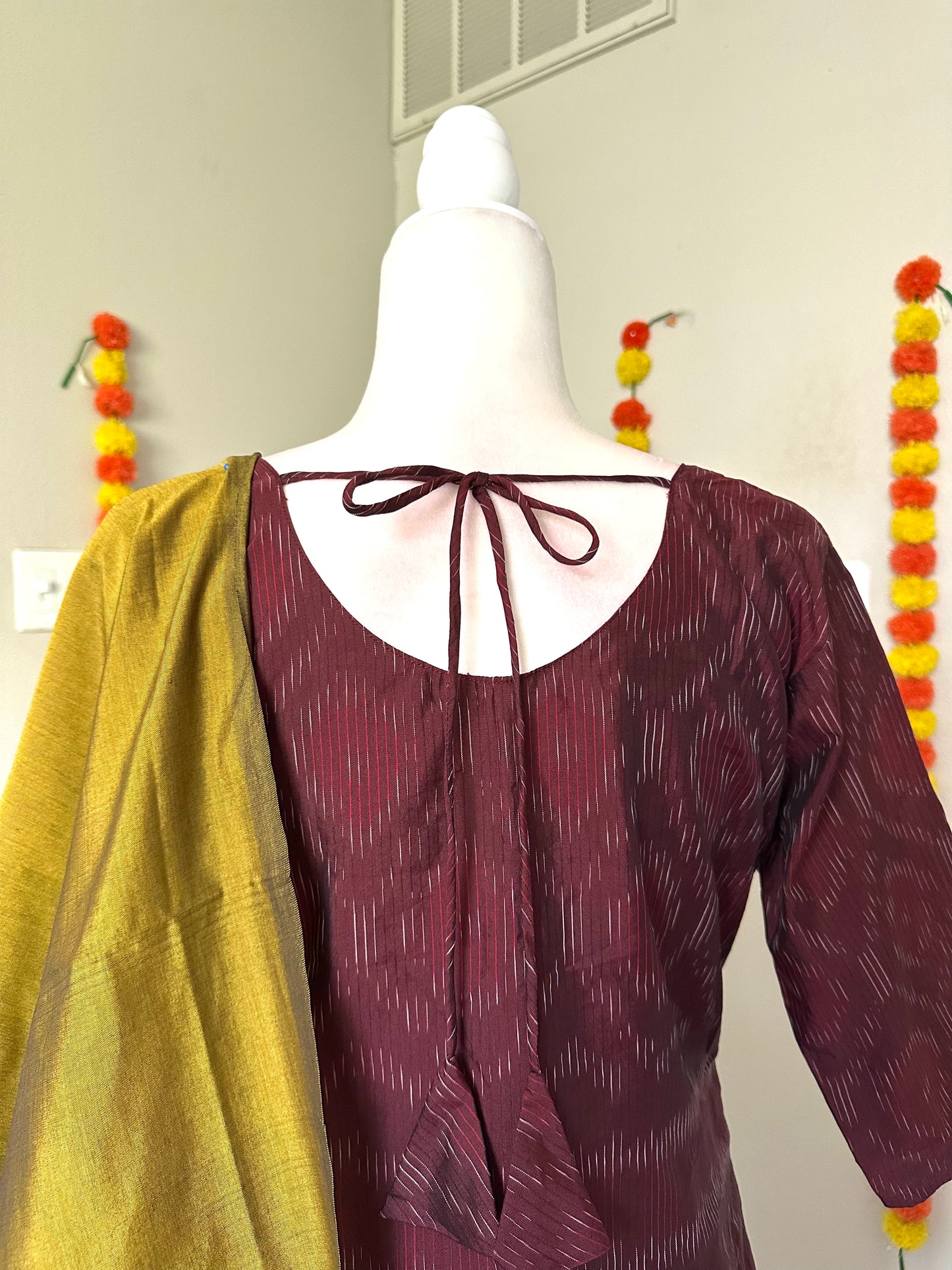 Chocolate Brown Ikat Festive Salwar set