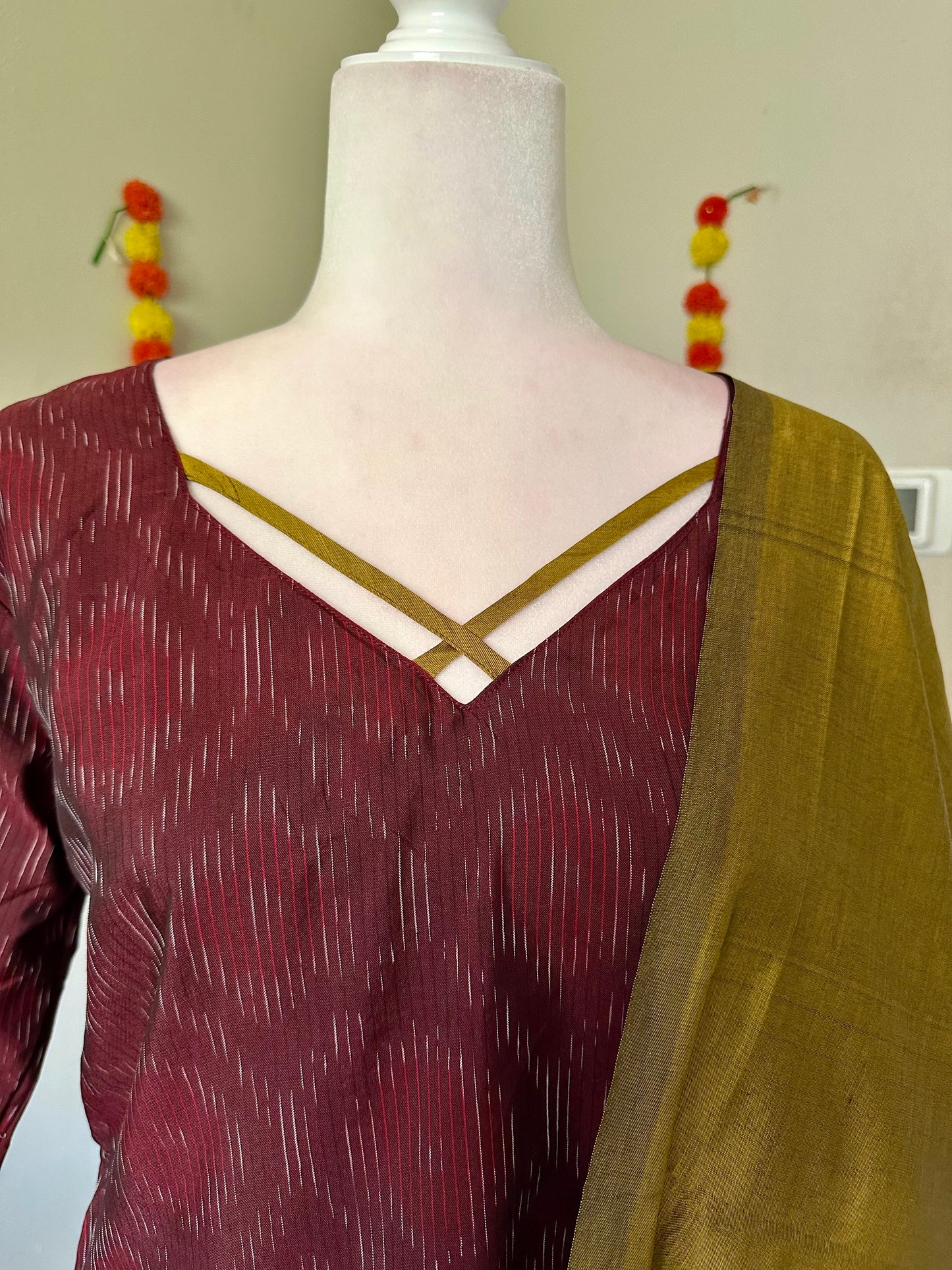 Chocolate Brown Ikat Festive Salwar set
