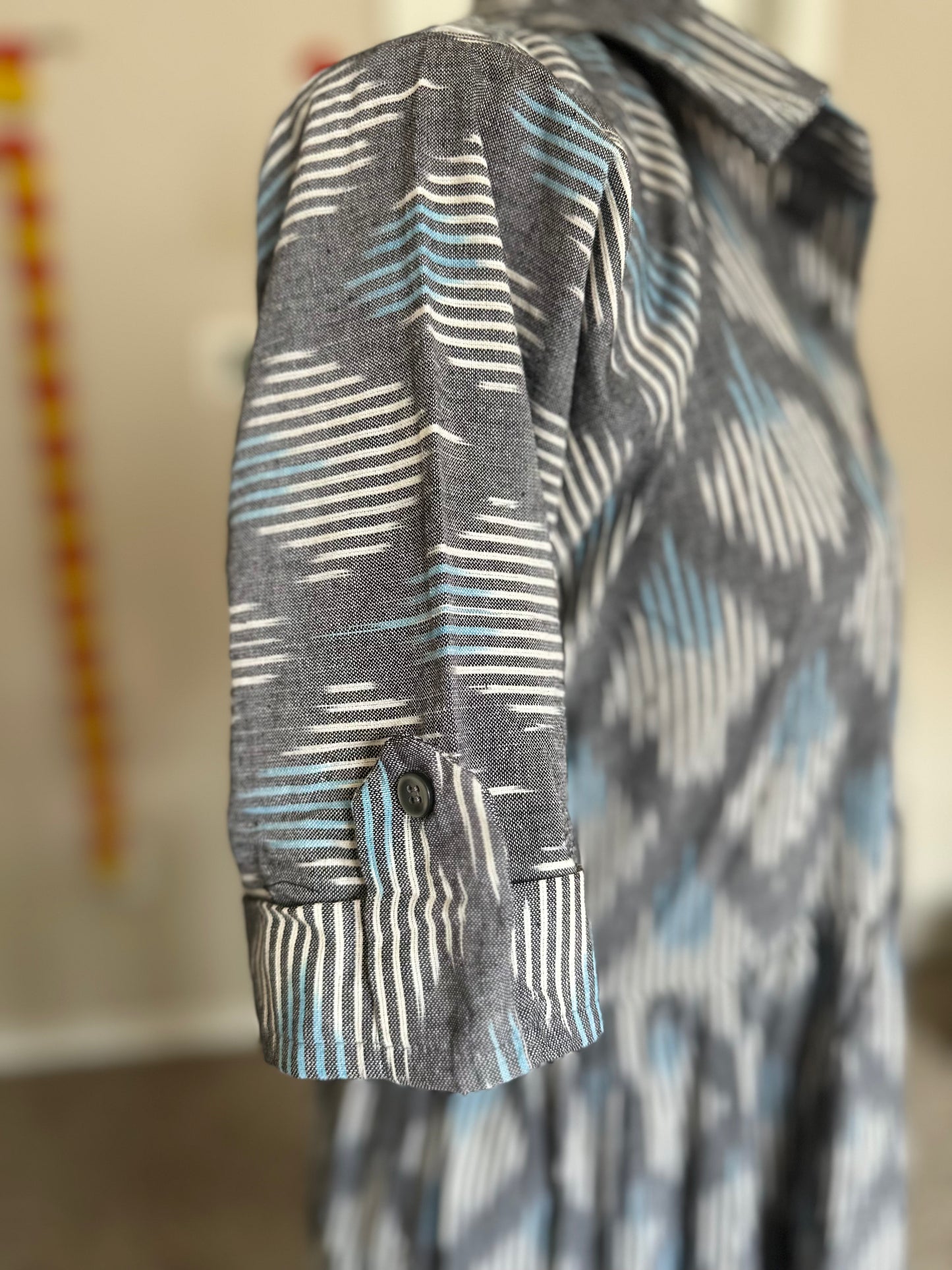 Grey ikat Shirt style dress