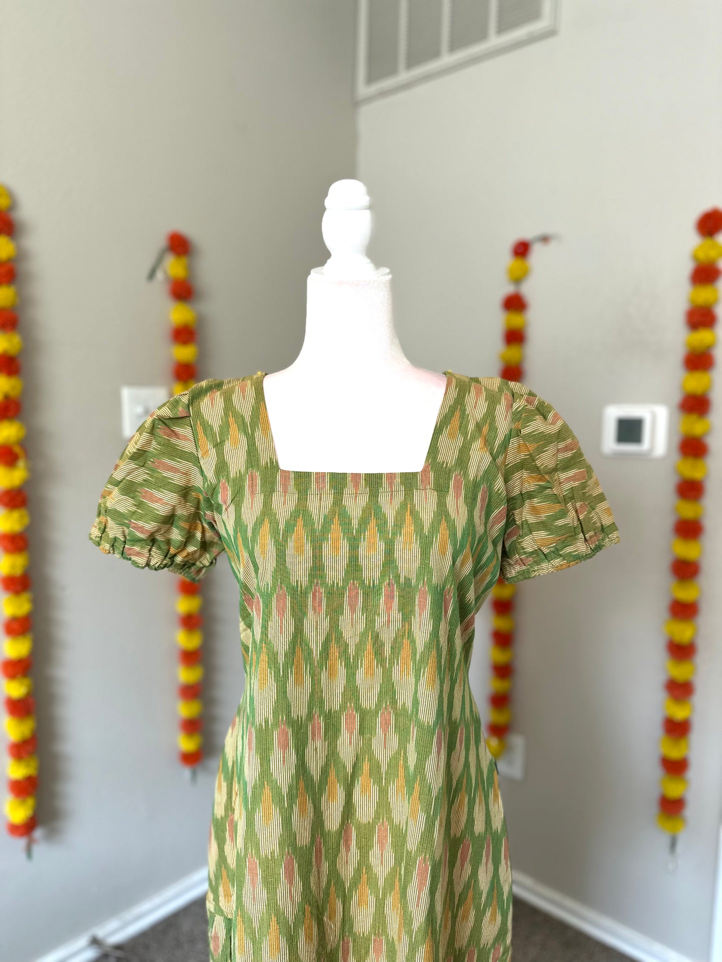 Green A-Line Ikat dress