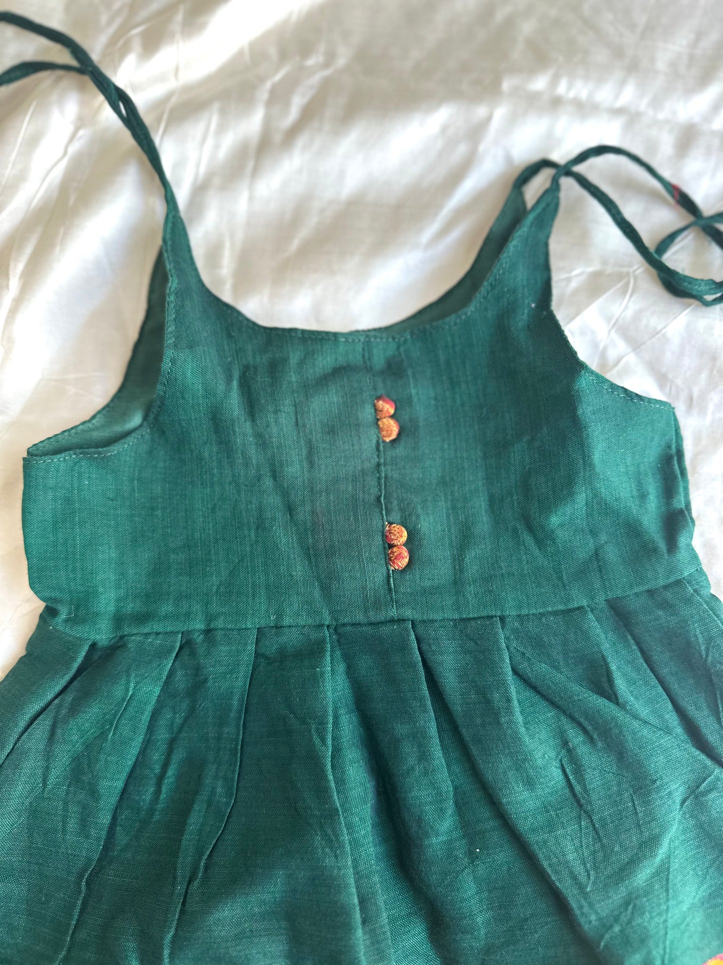 Green Narayanpet tie up frock