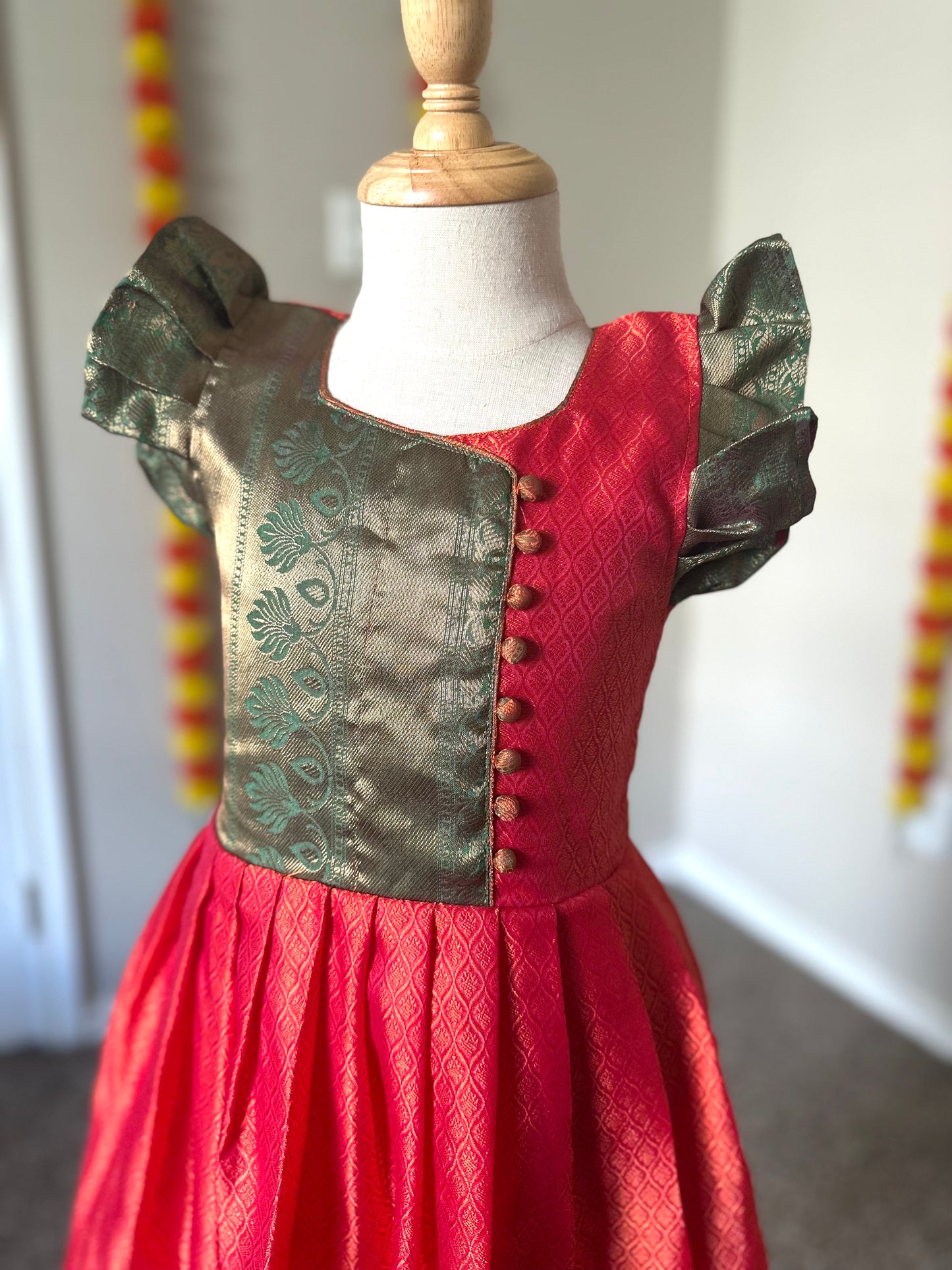 Orange semi silk frock