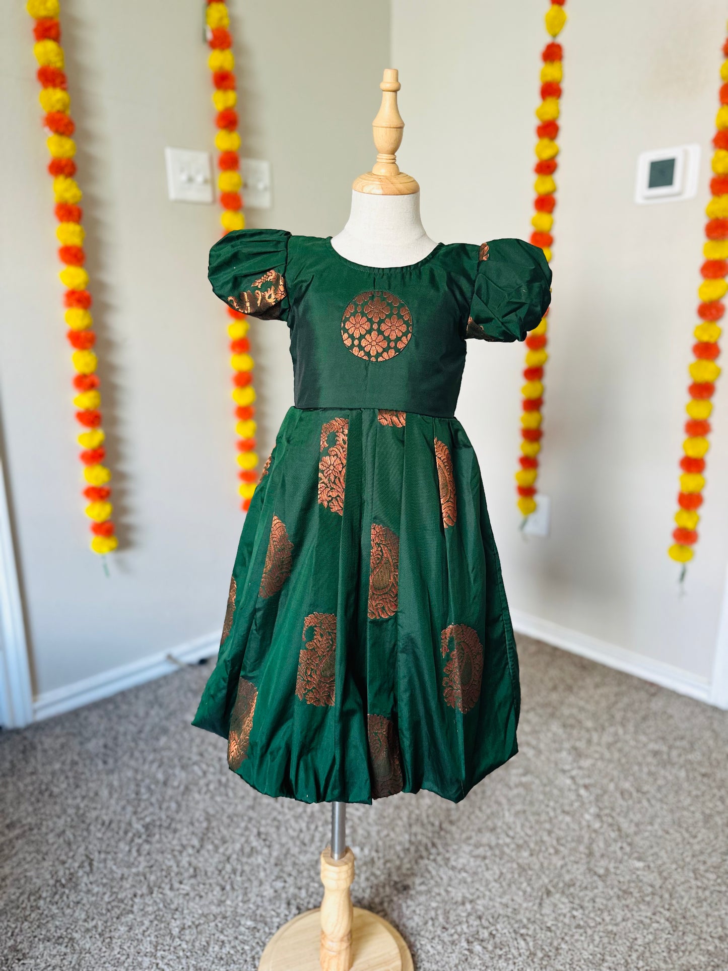 Green soft silk Frock