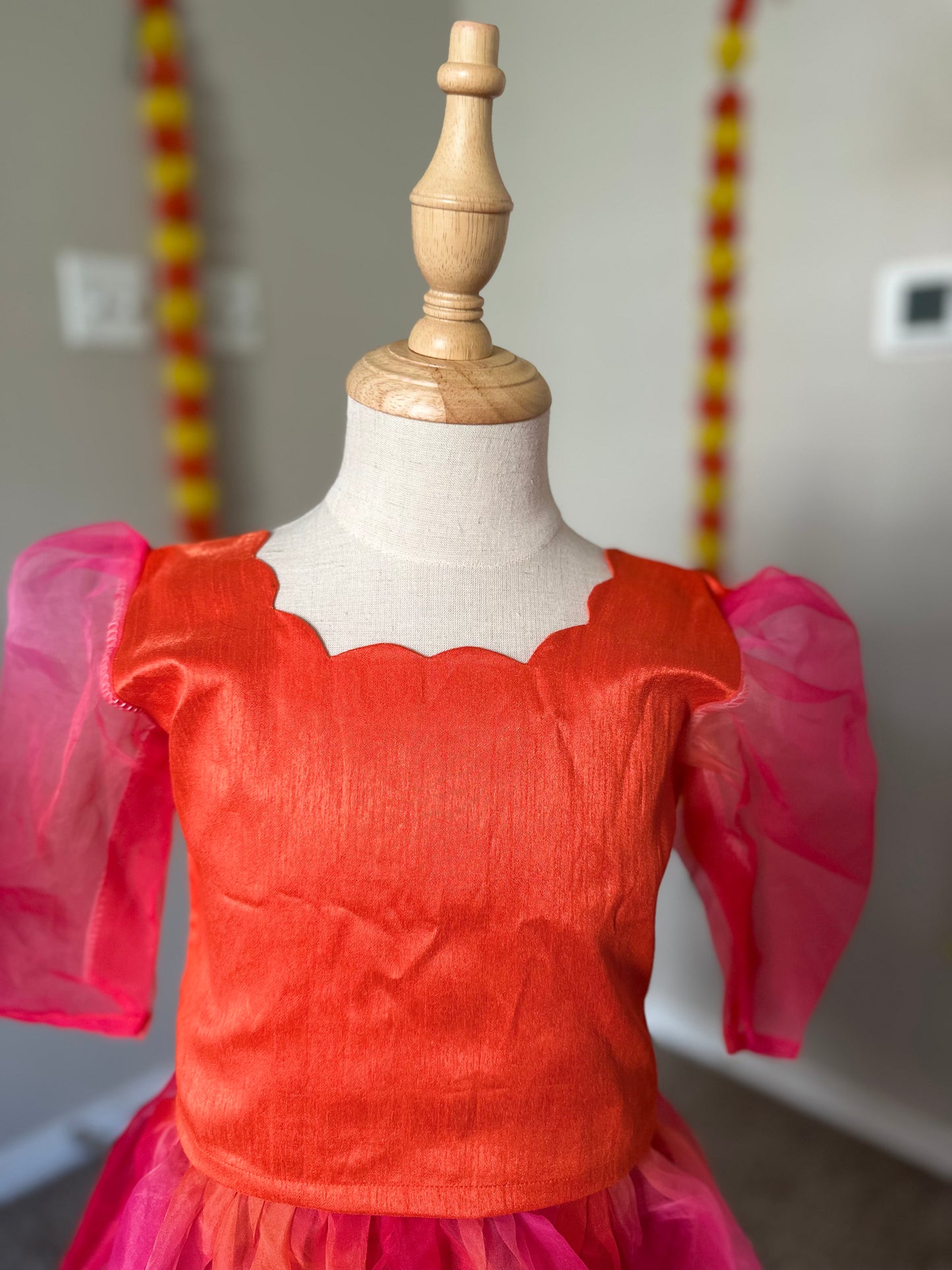 Pink Orange Organza skirt and Top