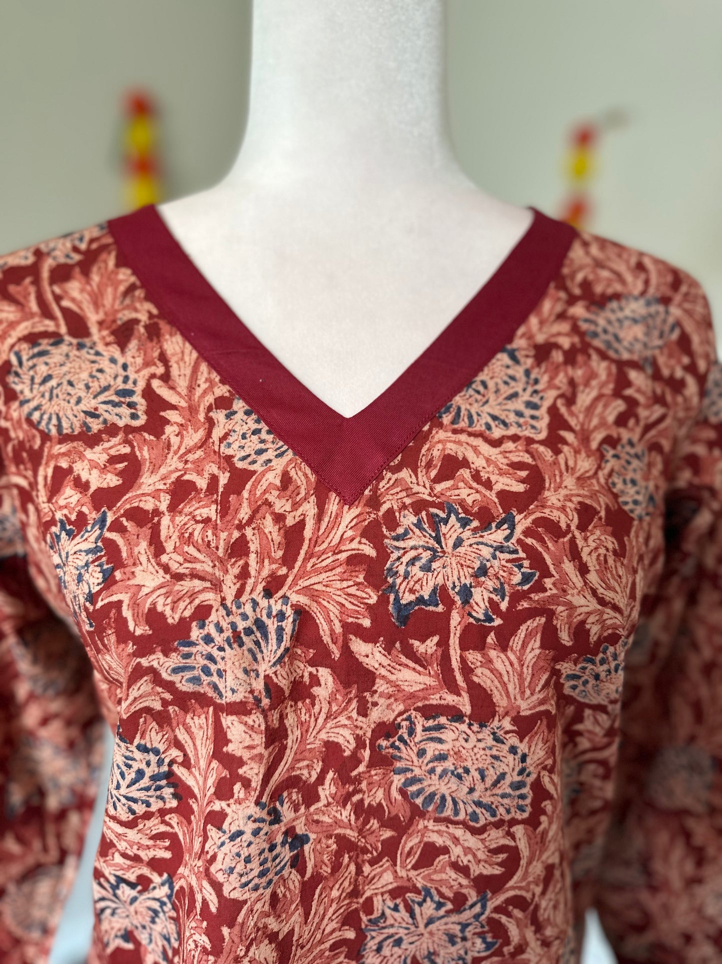 Maroon kalamkari Cotton Tunic