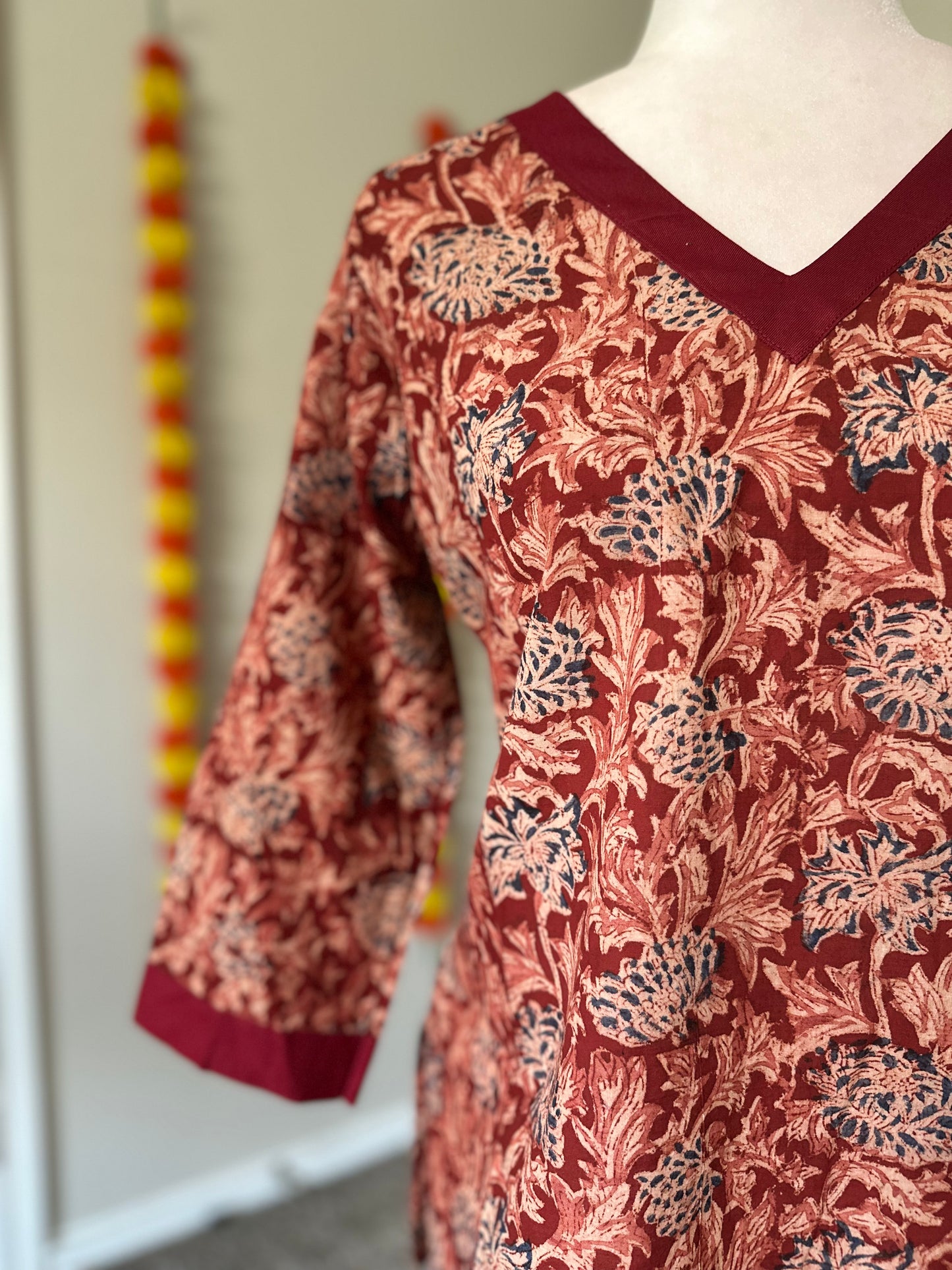 Maroon kalamkari Cotton Tunic