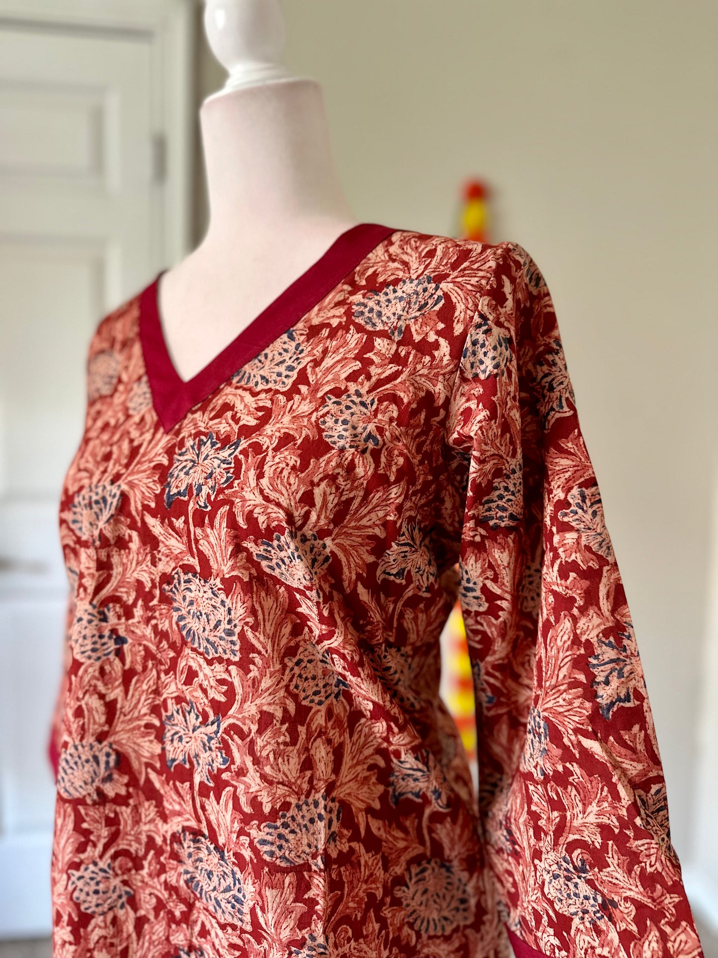 Maroon kalamkari Cotton Tunic