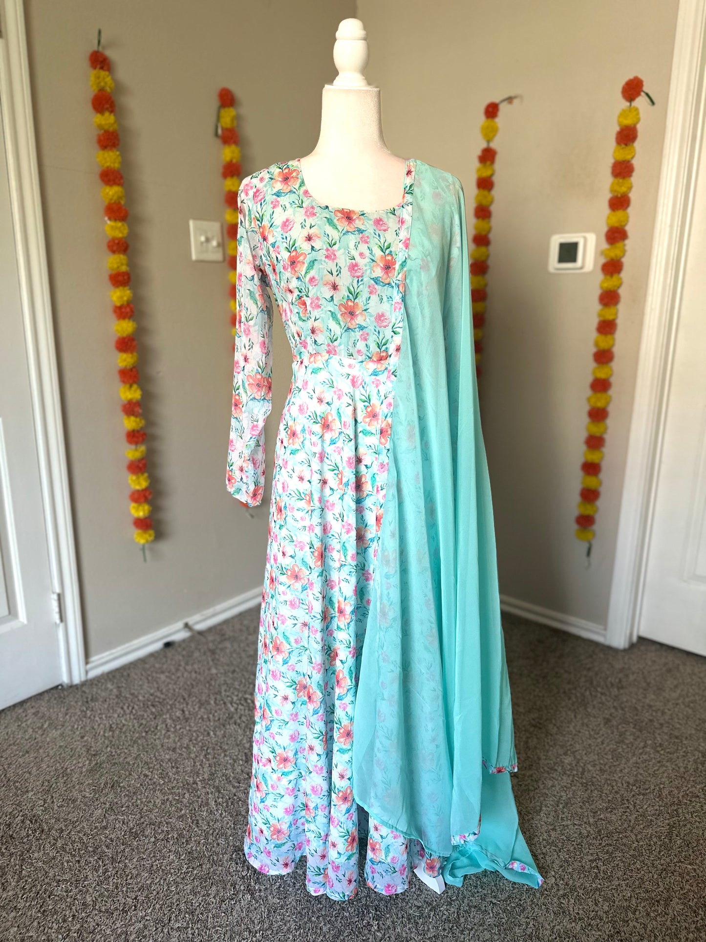 Blue Floral Georgette Maxi