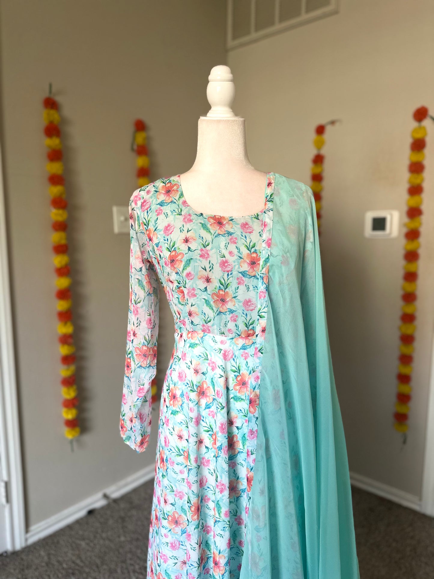 Blue Floral Georgette Maxi